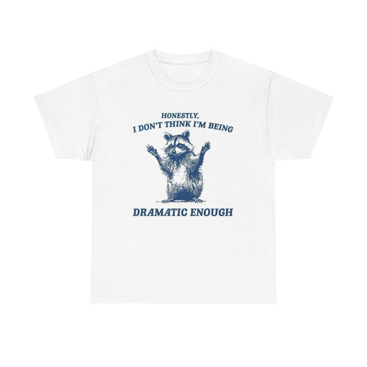 Dramatic Racoon Hilarious Graphic T Shirt Vintage Funny Retro Heavy Cotton Tee