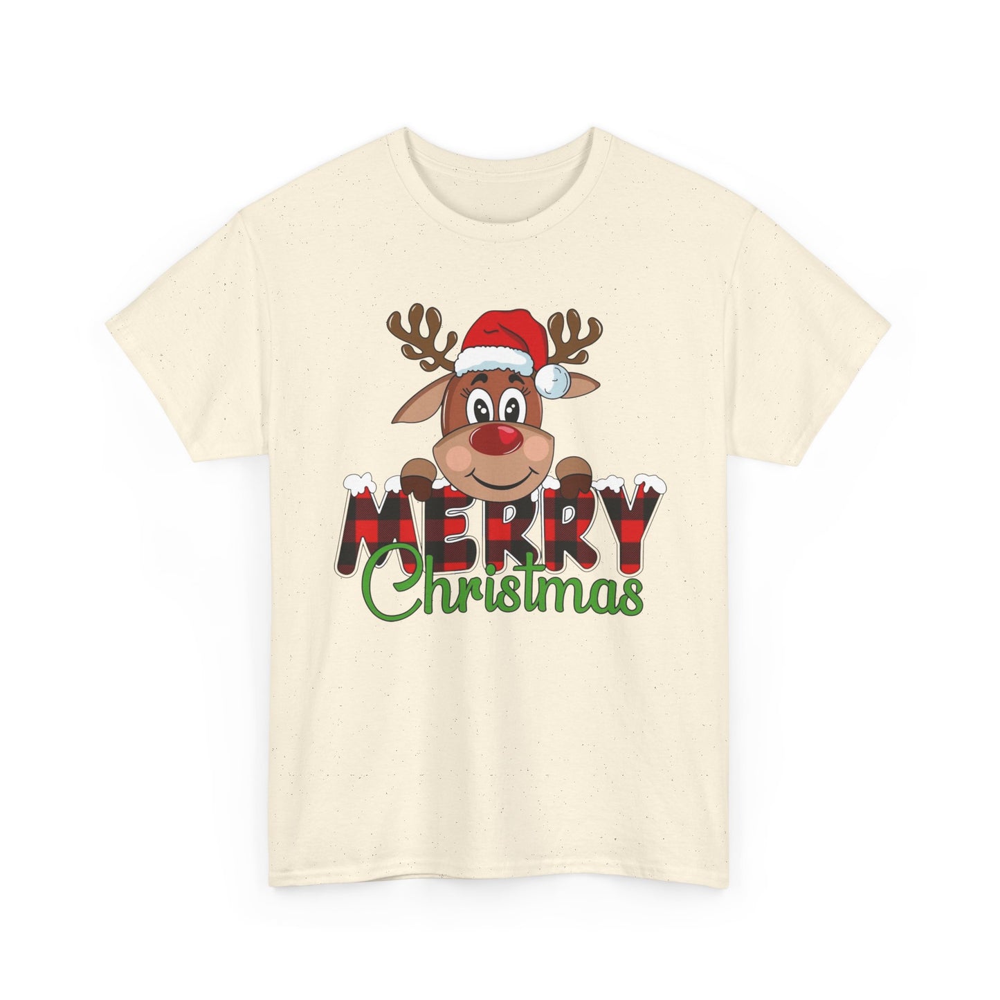 Merry Christmas Deer Cute Graphic T Shirt NEW Unisex Heavy Cotton Tee