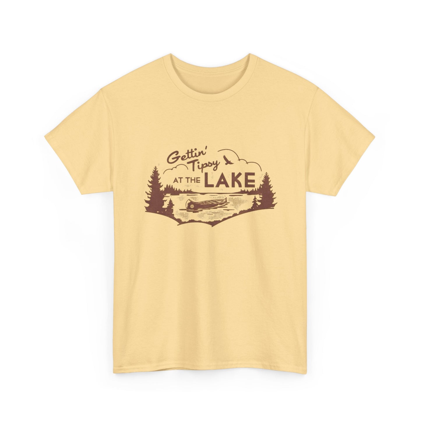 Getting Tipsy At The Lake Retro Graphic T Shirt NEW ADULT TEE Cotton