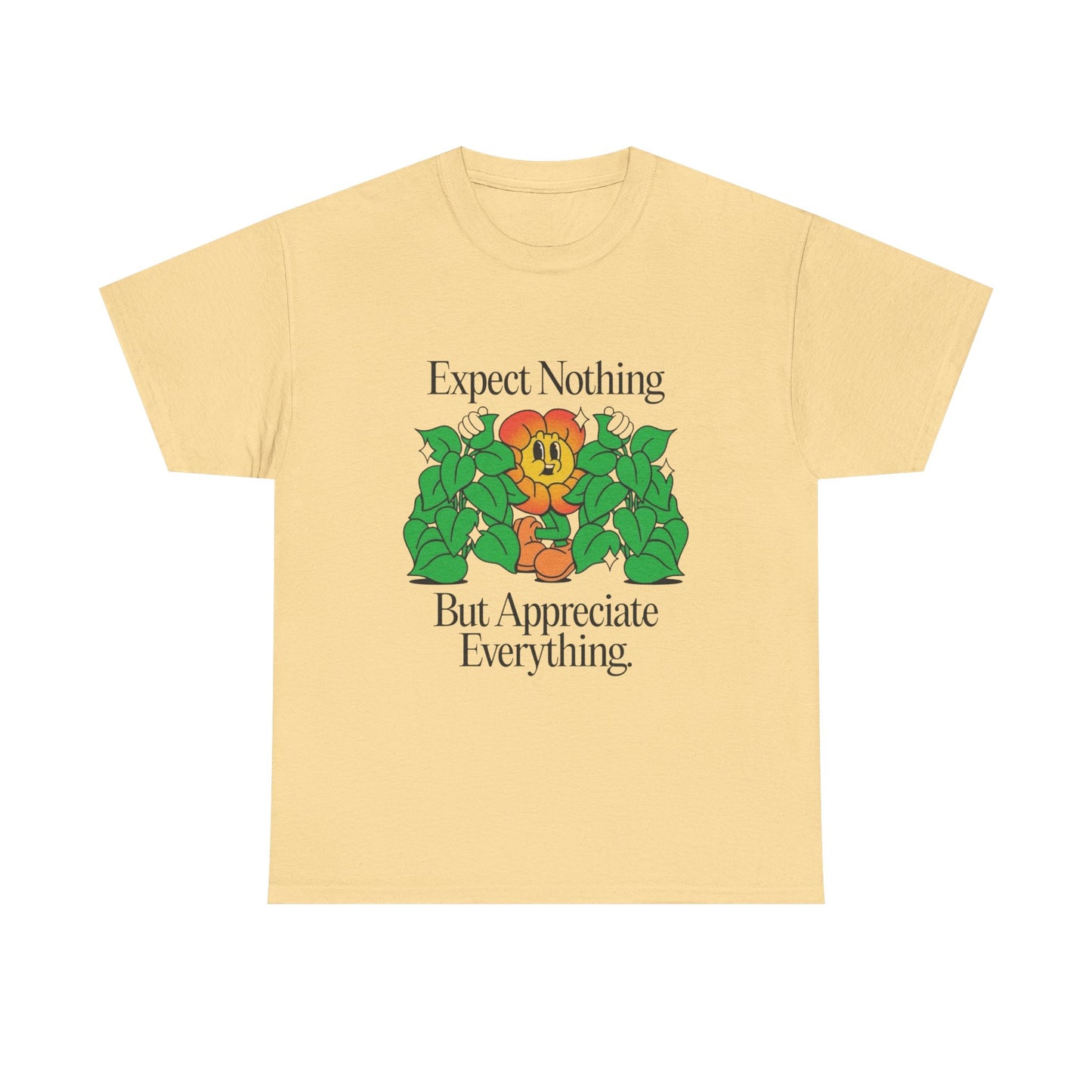 Expect Nothing Appreciate Everything T-Shirt NEW Gift Unisex Heavy Cotton Tee