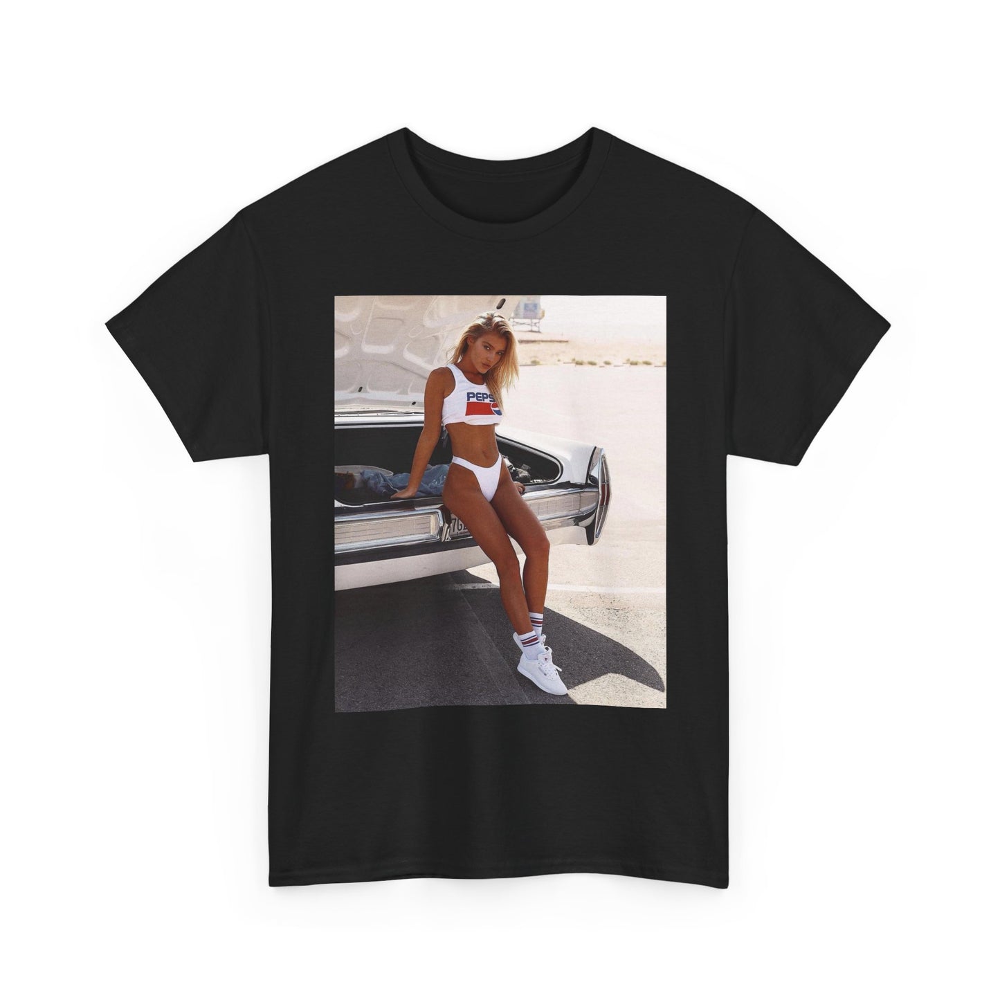 Cadillac Bikini Model Vintage Graphic T Shirt S-5XL Unisex Heavy Cotton Tee