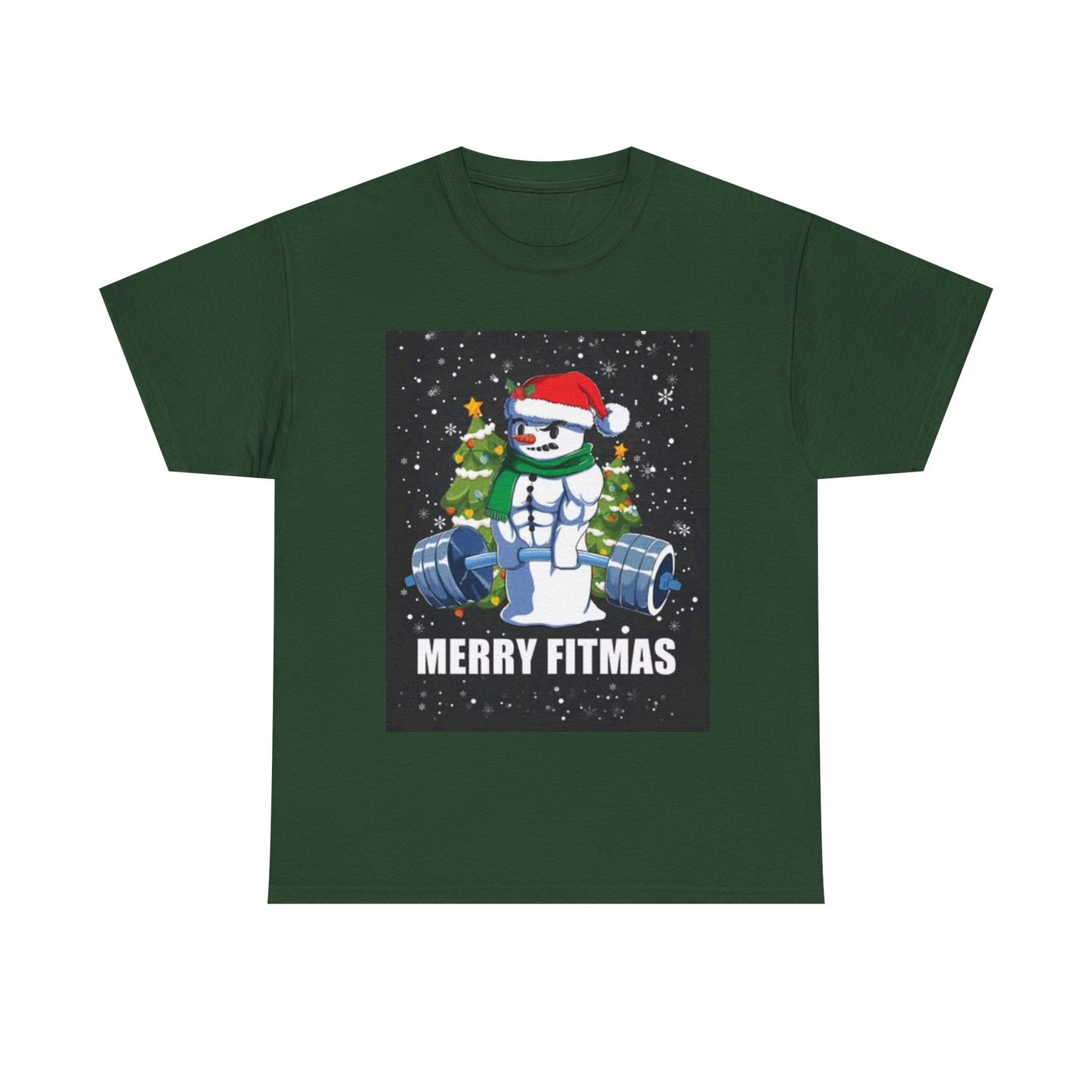 Merry Fitmas Shirt Funny Gym Snowman Christmas Gym Unisex Heavy Cotton Tee