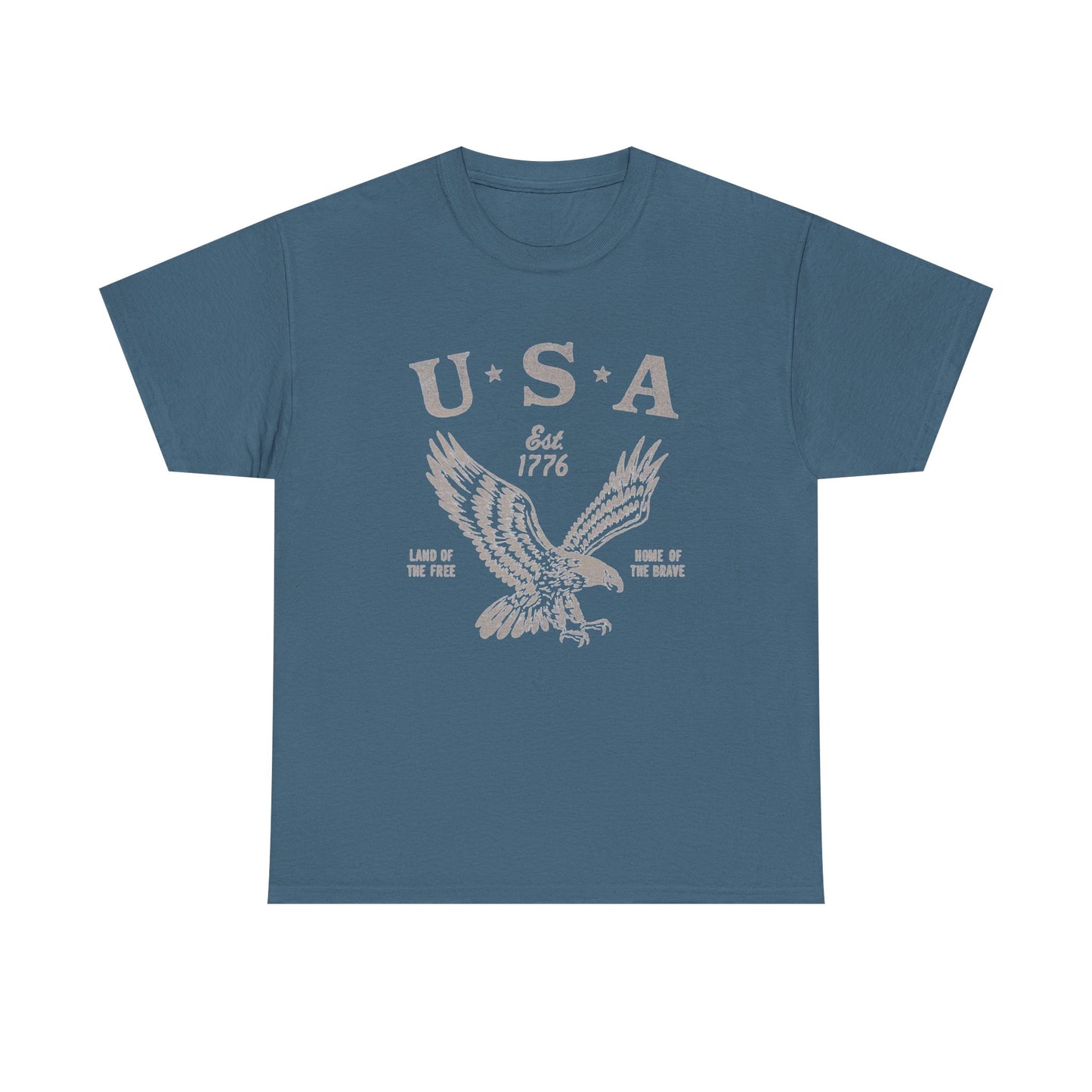 USA Bald Eagle 1776 Graphic T Shirt Men's Heavy Cotton Tee - Quality - Modern True to Size