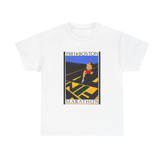 Boston Marathon Tshirt 1980s Poster Retro Graphic Unisex Heavy Cotton Tee