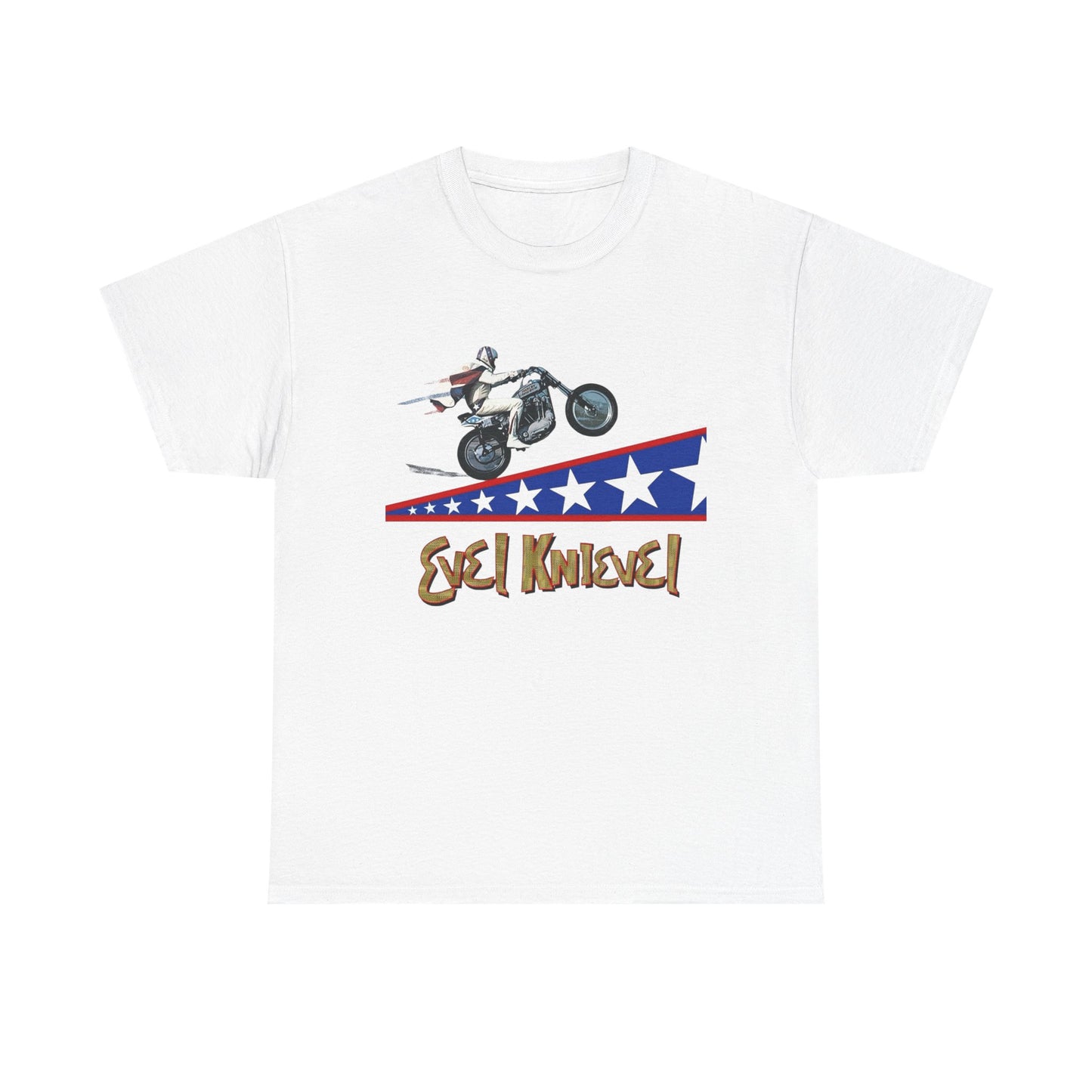 Evel Knievel Motorcycle Stunts Graphic T-Shirt Unisex Heavy Cotton Tee GIFT NEW