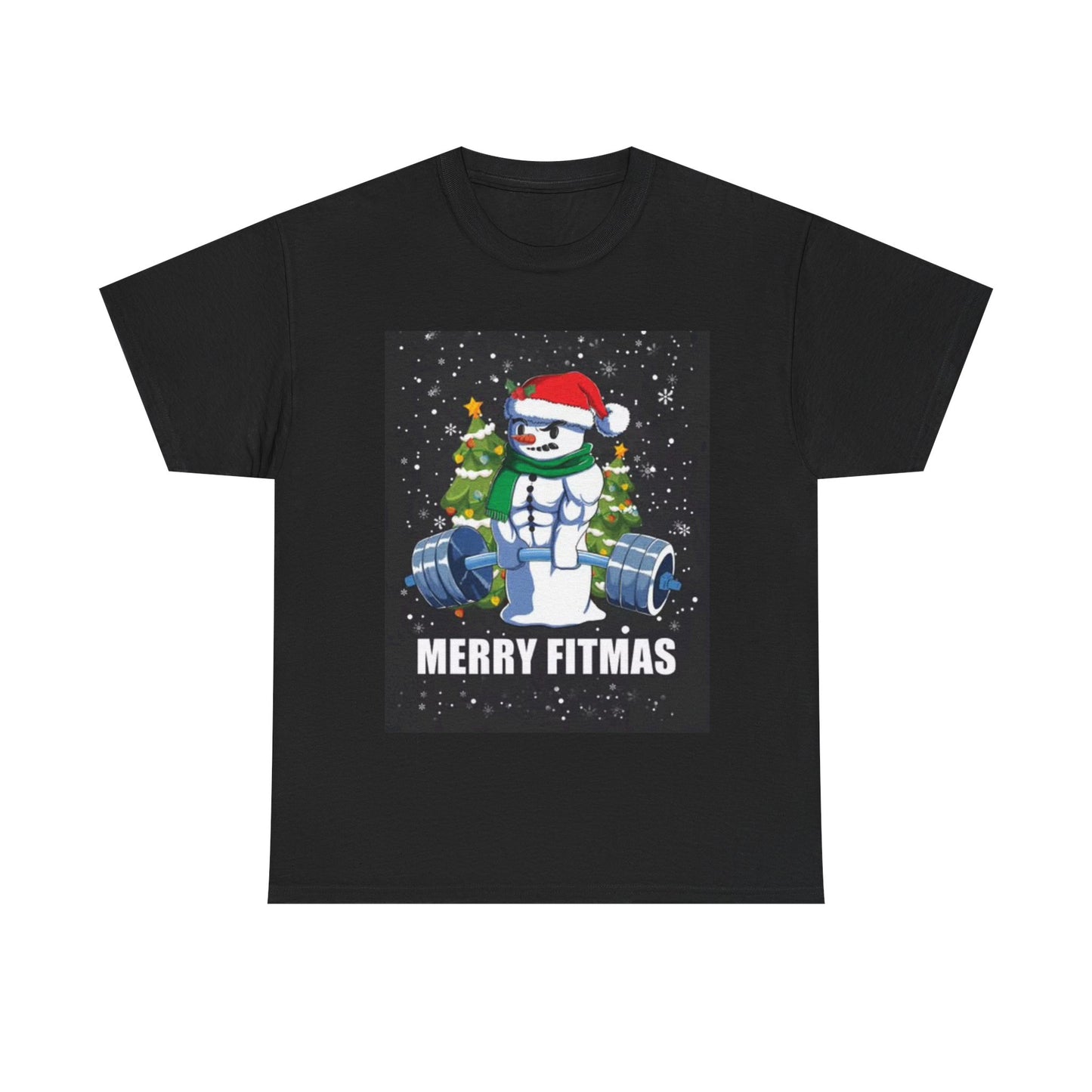Merry Fitmas Shirt Funny Gym Snowman Christmas Gym Unisex Heavy Cotton Tee