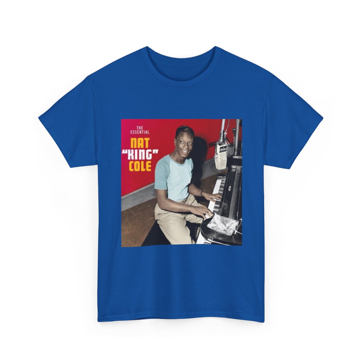 Nat King Cole Tshirt Vintage Piano Concert Poster retro Unisex Heavy Cotton Tee