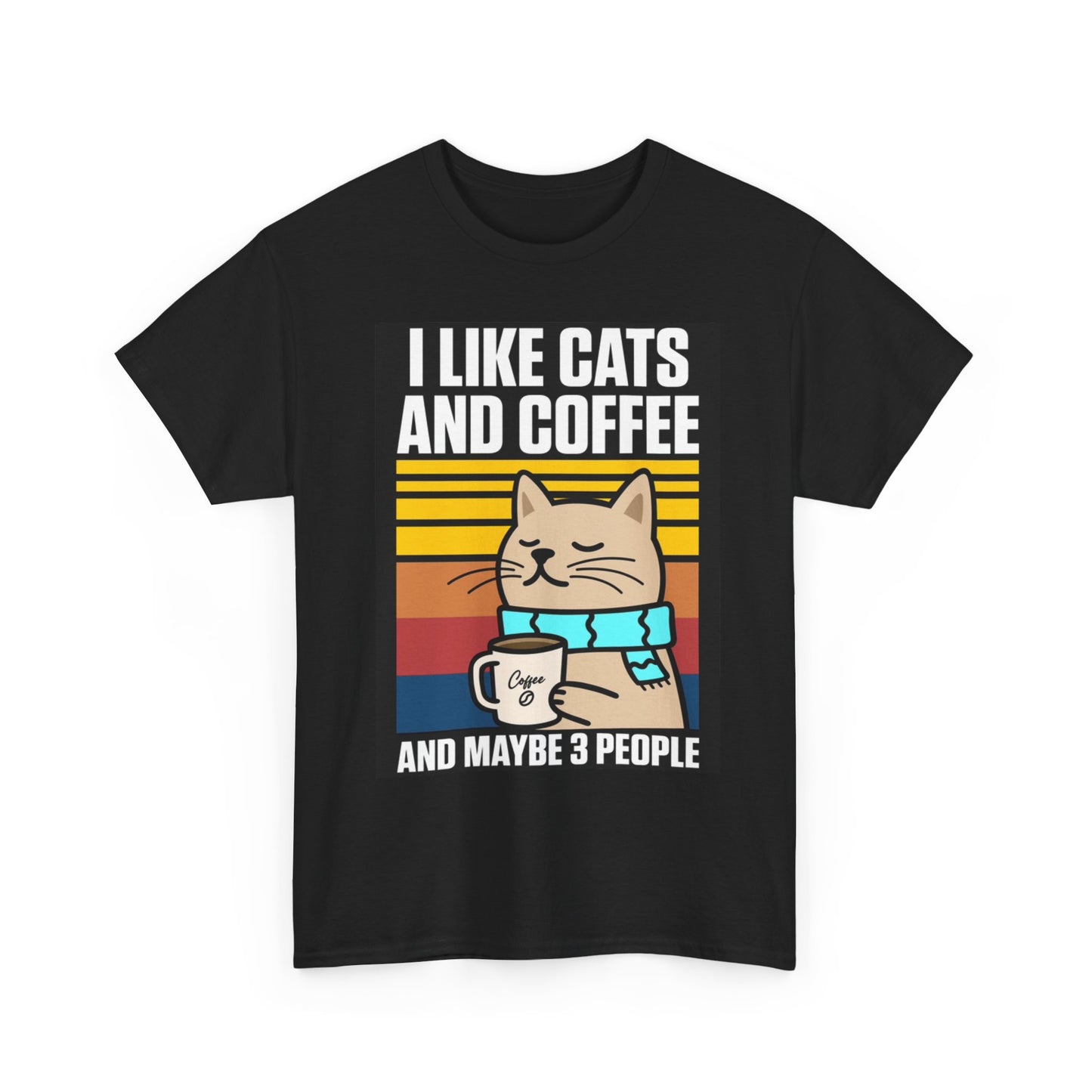 I Like Cats And Coffee T Shirt Funny Retro Art Kittens Unisex Heavy Cotton Tee