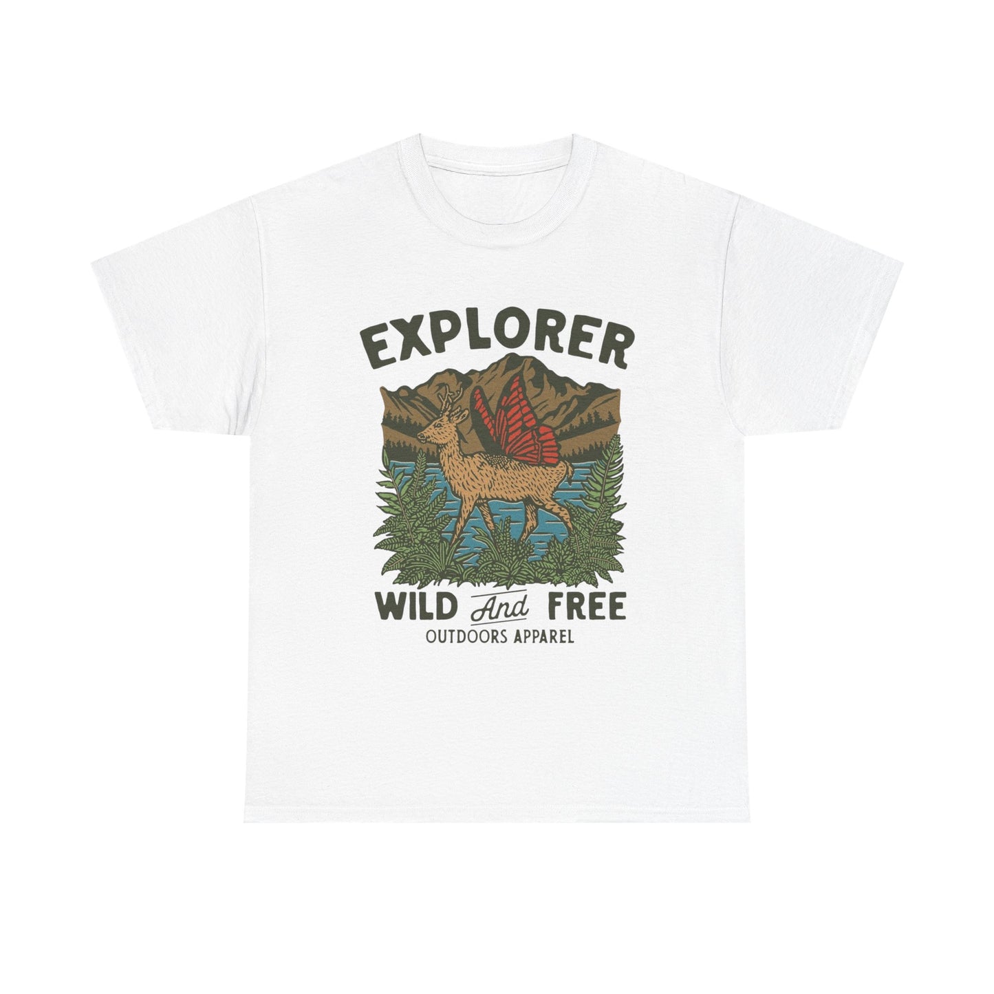 Explorer Wild And Free Graphic T Shirt Unisex Heavy Cotton Tee