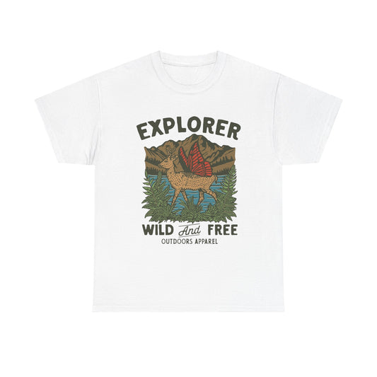 Explorer Wild And Free Graphic T Shirt Unisex Heavy Cotton Tee