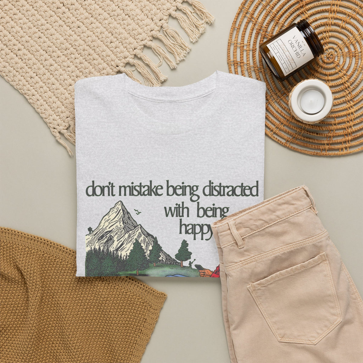 Don't Mistake Being Distracted With Being Happy T Shirt Men's Heavy Cotton Tee