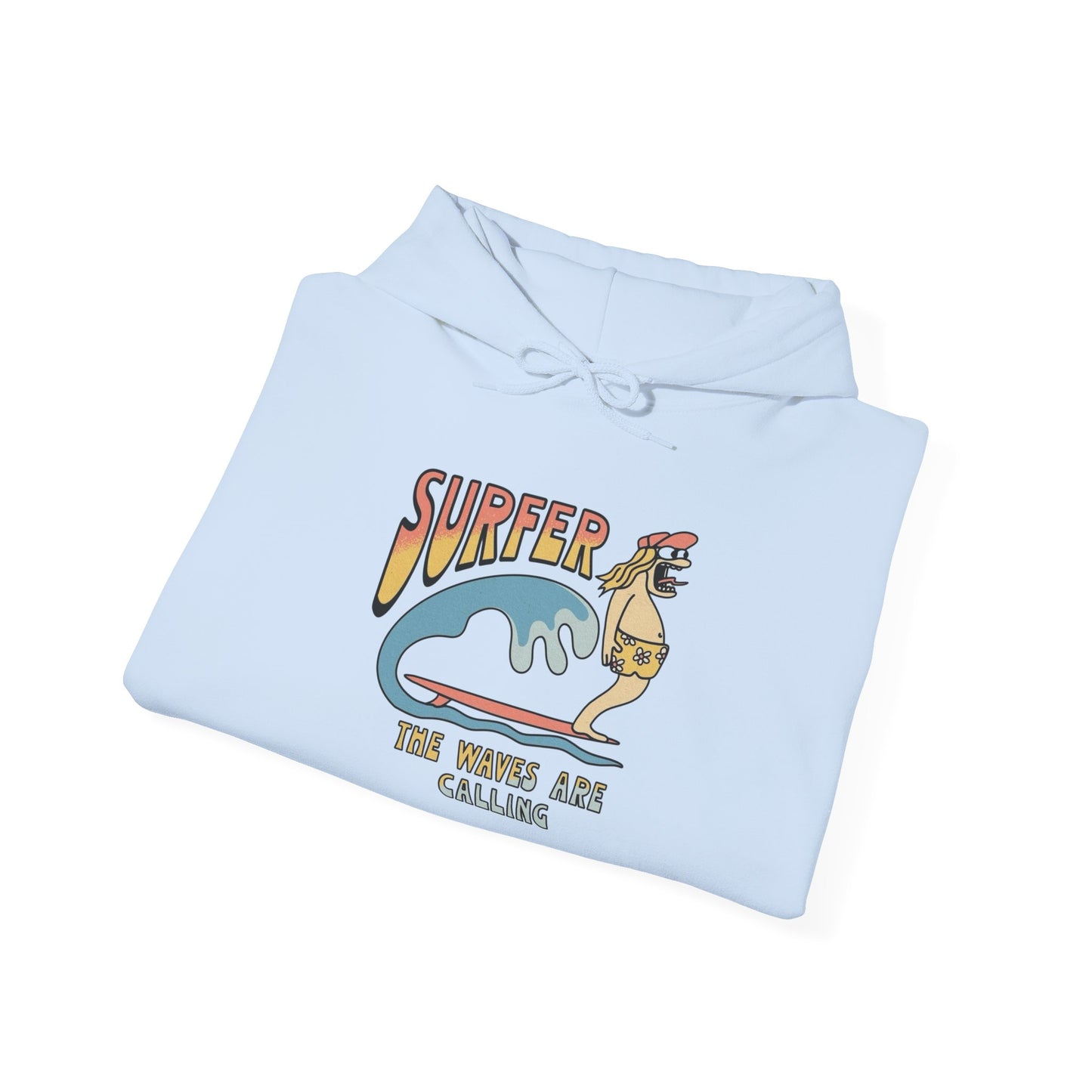 Surfer Waves Are Calling Graphic Hoodie Unisex Heavy Blend™ Hooded Sweatshirt