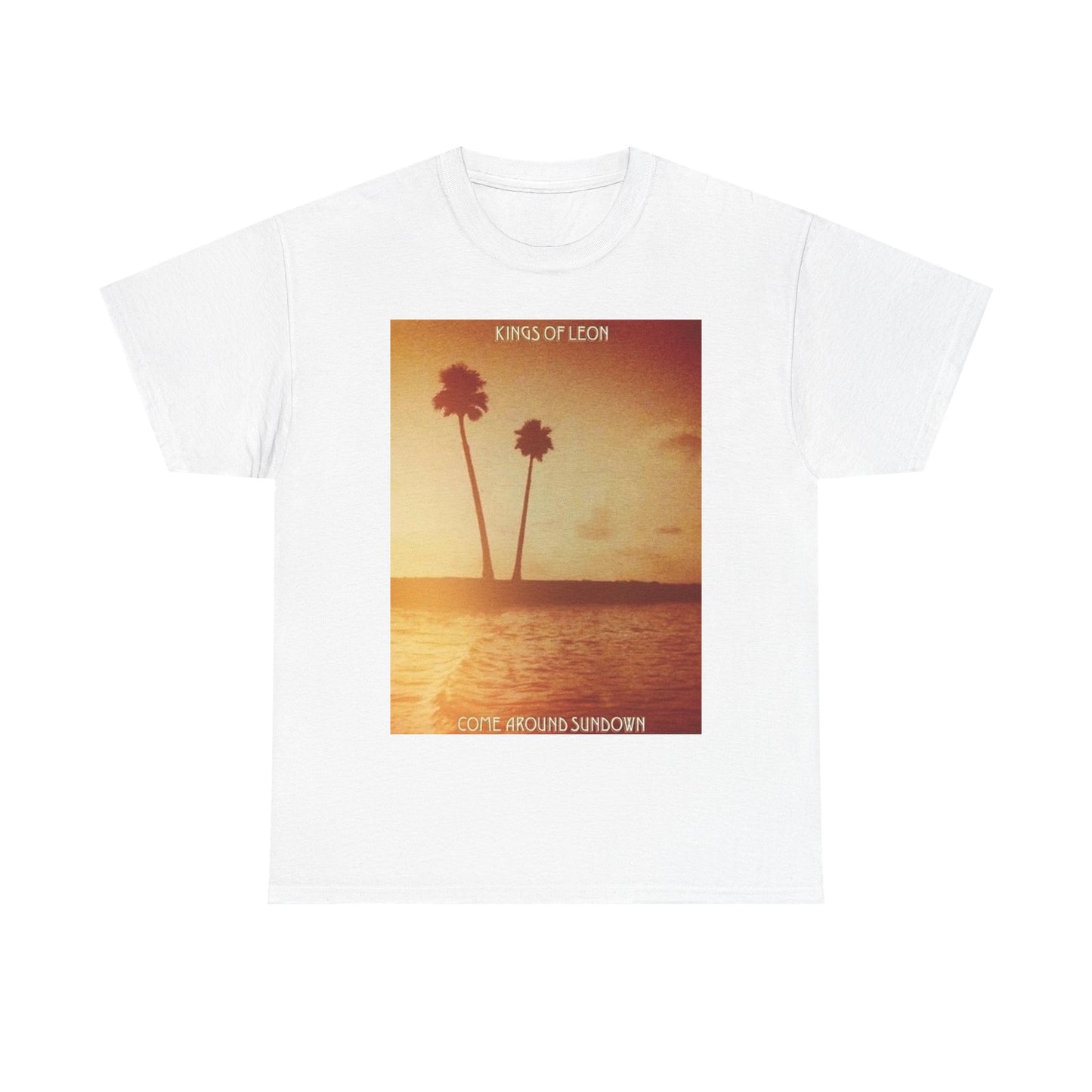 Kings of leon T-shirt vintage graphic beach palm sunset rock tour Unisex Heavy