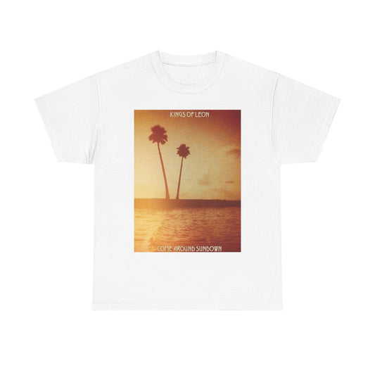 Kings of leon T-shirt vintage graphic beach palm sunset rock tour Unisex Heavy