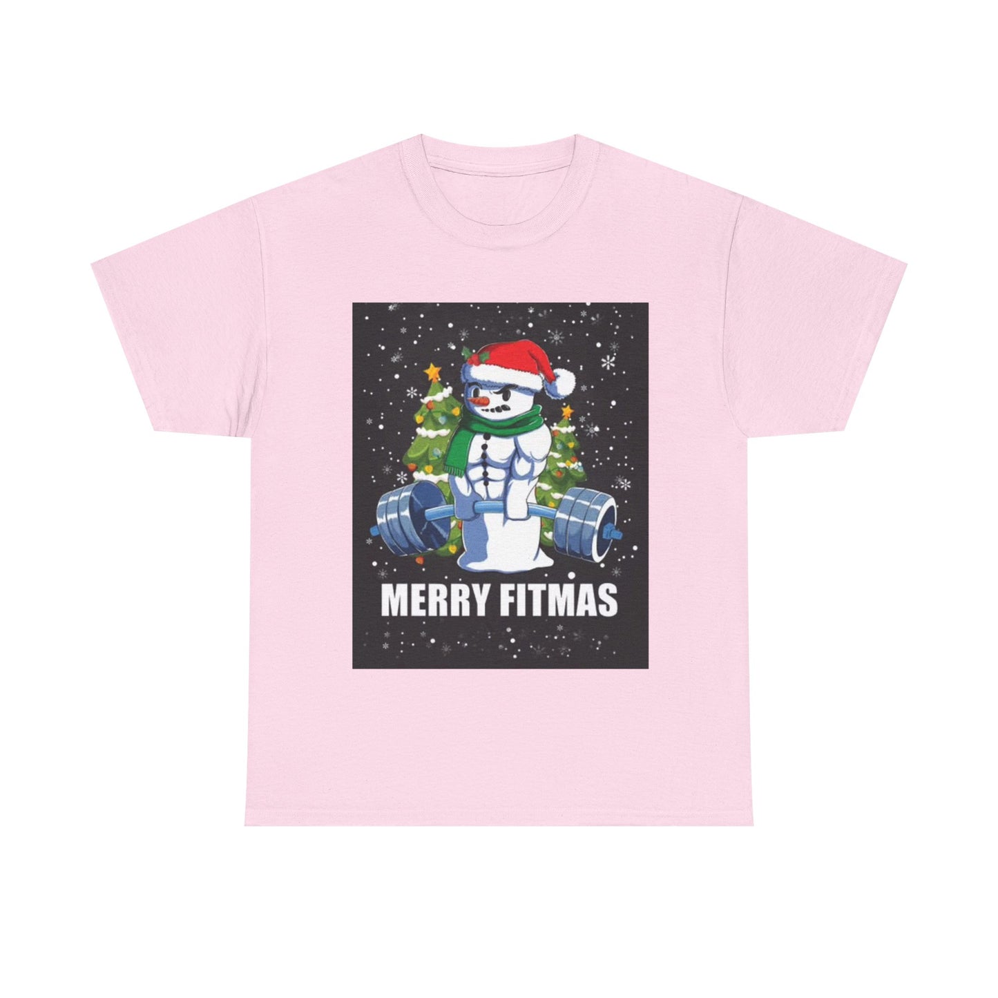 Merry Fitmas Shirt Funny Gym Snowman Christmas Gym Unisex Heavy Cotton Tee