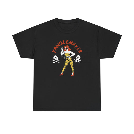 Trouble Maker Women's Graphic T-Shirt Comfy Cotton Tee Brand NEW