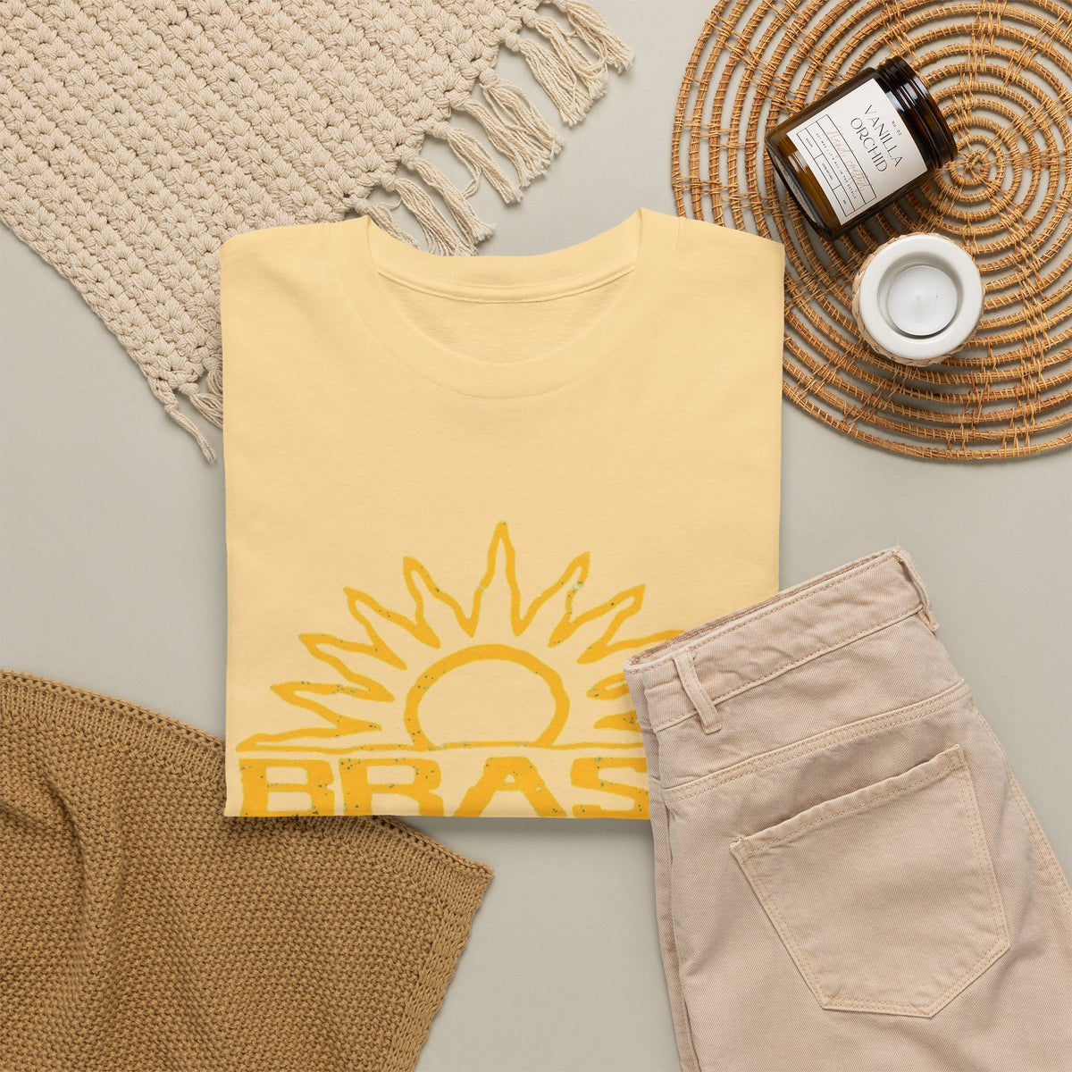 Brazil Sun Graphic T Shirt Men's Retro Classic Heavy Cotton Tee