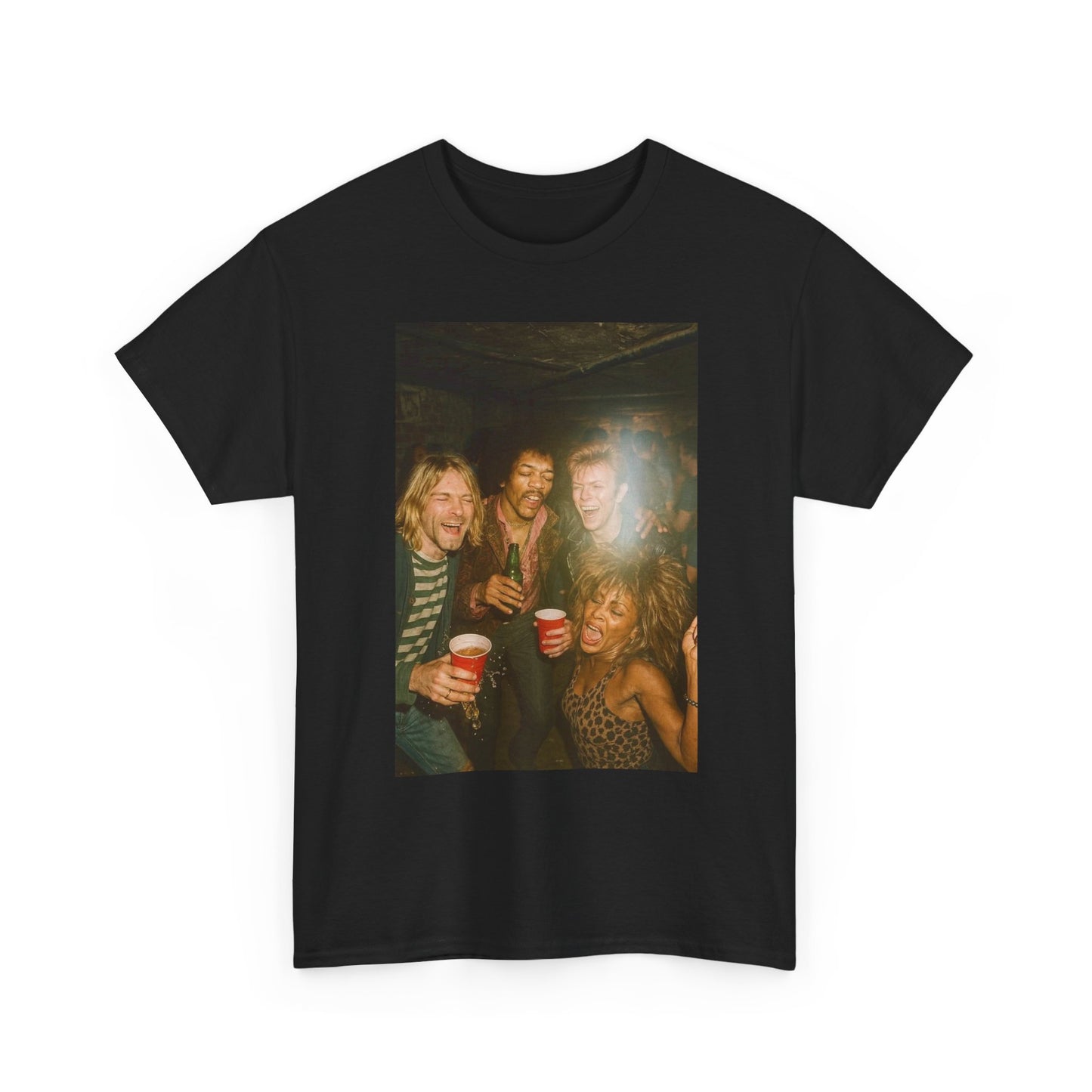 Hendrix Cobain Bowie Tuner Funny Graphic T Shirt Vintage Unisex Heavy Cotton Tee