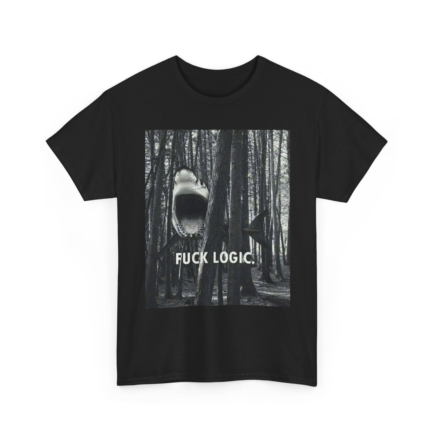 Funny Shark Logic Graphic T Shirt NEW ADULT Heavy Cotton Tee