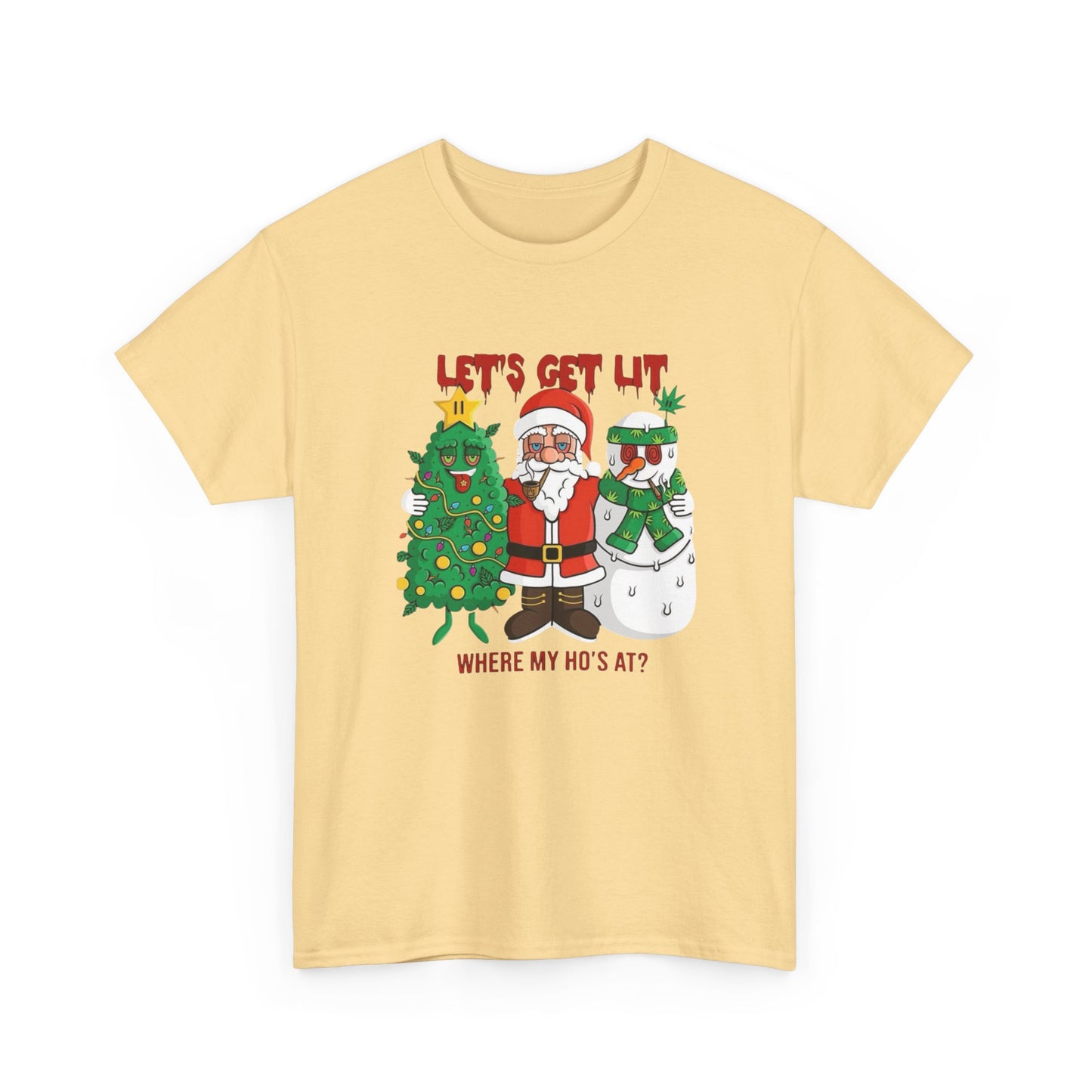 Lets Get Lit This Christmas Graphic T Shirt NEW GIFT Unisex Heavy Cotton Tee