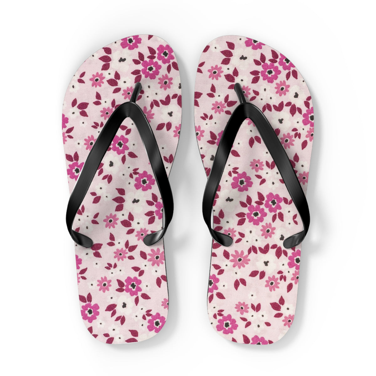 Waves And Sun Sandals Red And Pink Flowers Summer Flip Flops Slides BRAND NEW