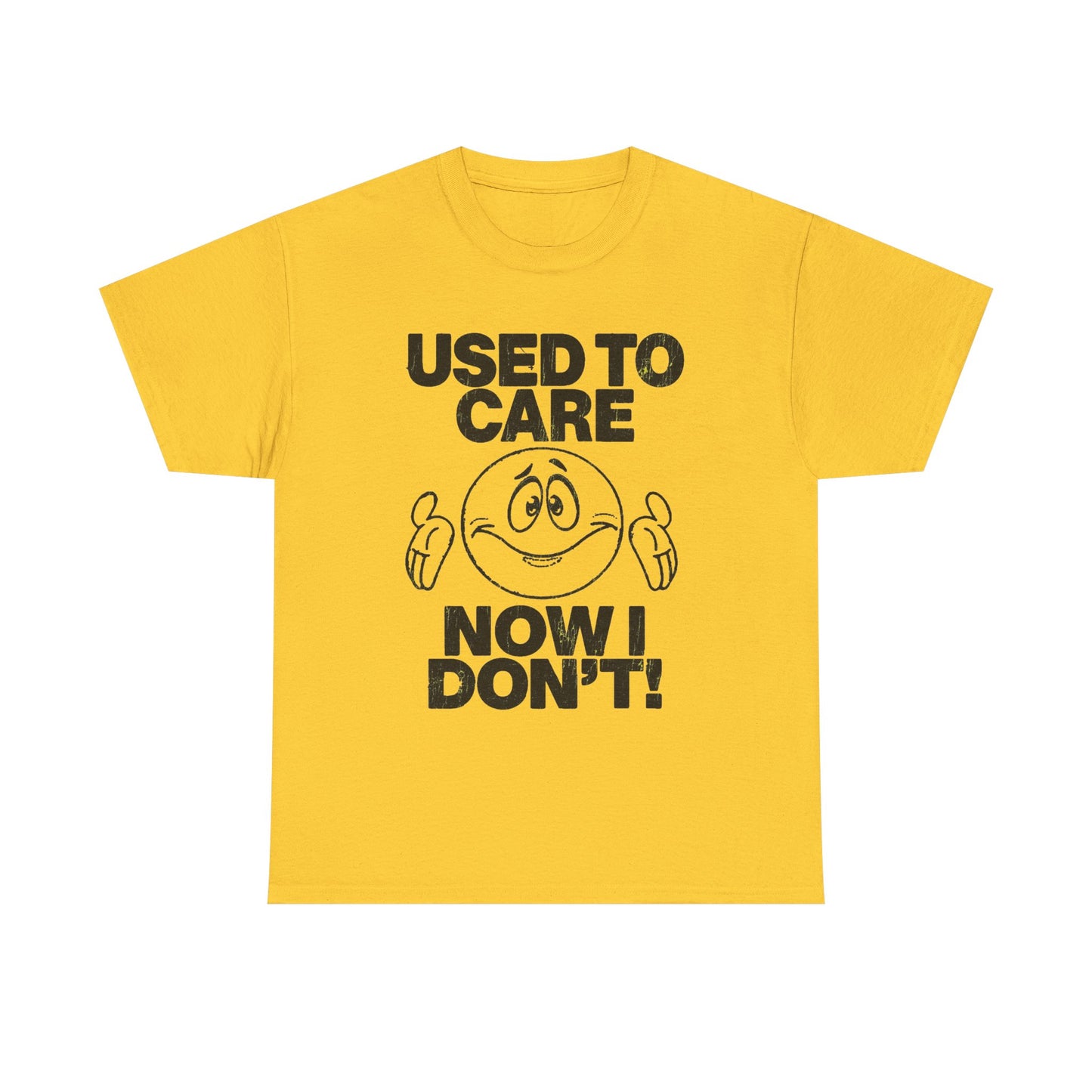 Used To Care Now I Don't Graphic T Shirt Men's Heavy Cotton Tee Funny Retro