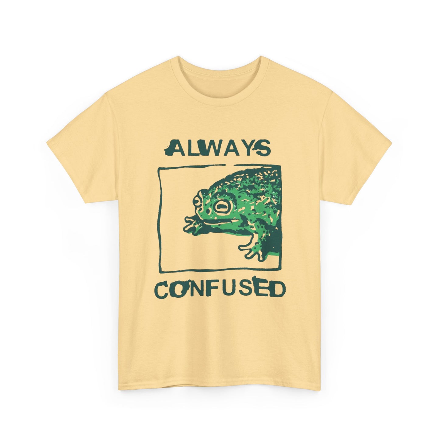 Always Confused Frog Graphic T Shirt Unisex Heavy Cotton Tee