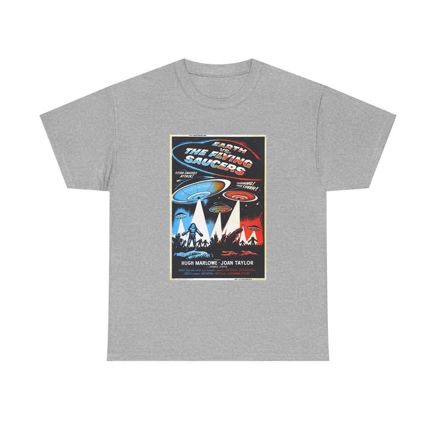 Earth vs Flying Saucers Tshirt Vintage Movie Poster Unisex Heavy Cotton Tee