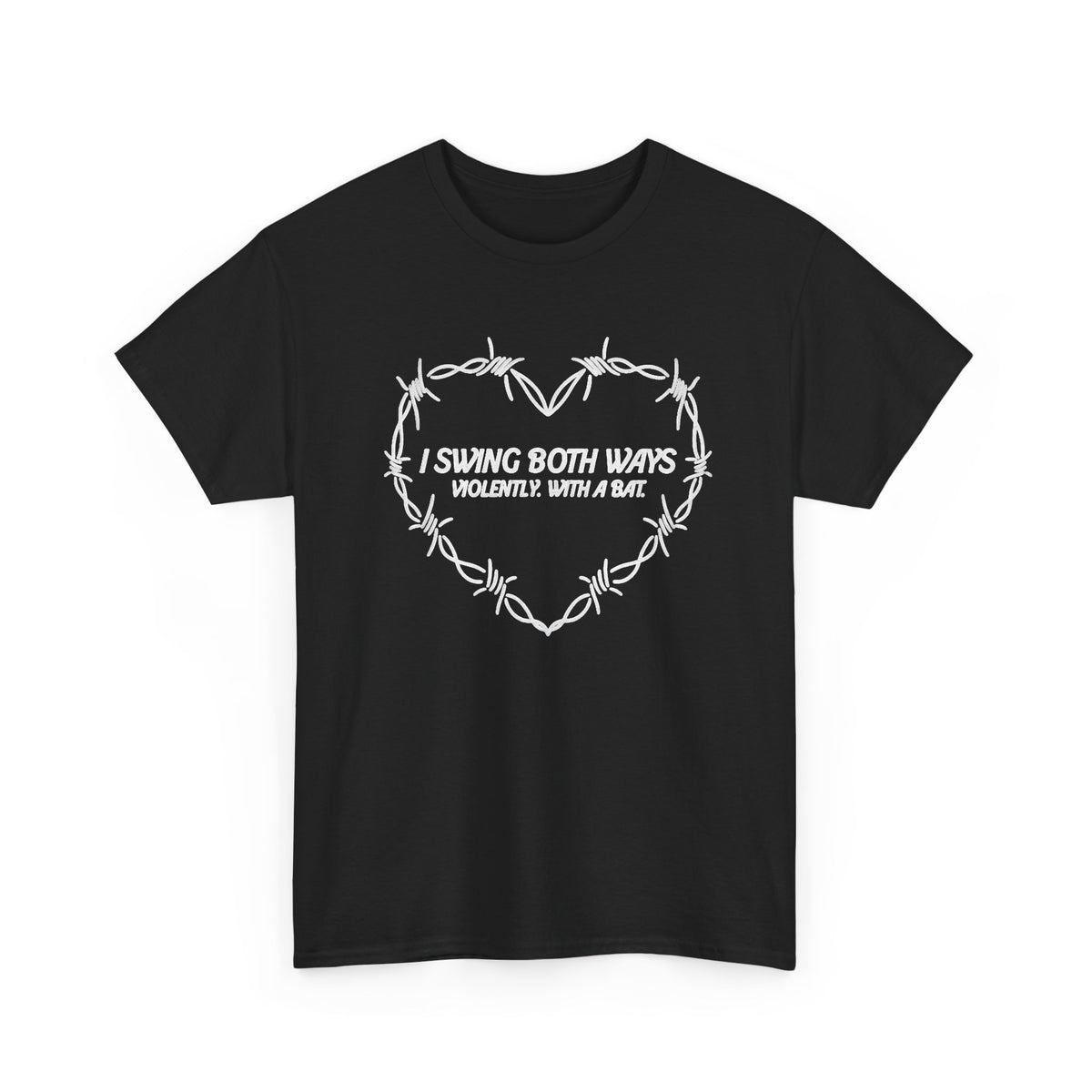 I Swing Both Ways Violently With A Bat Baseball Humor T-Shirt Men's Graphic Tee