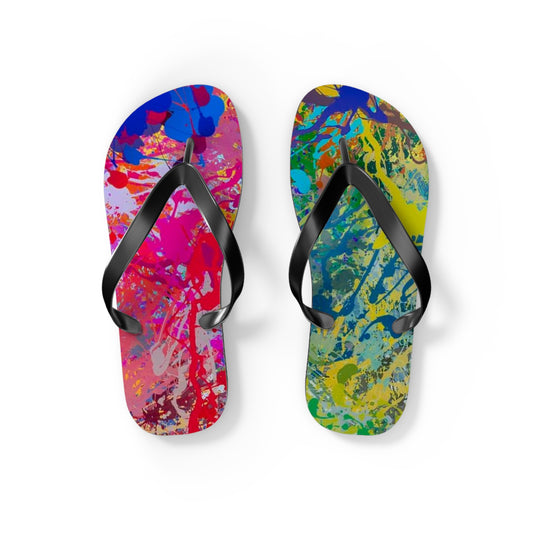 Paint Splatter Beach Sandals, Slides for Summer, Flip Flops, Water Resistant