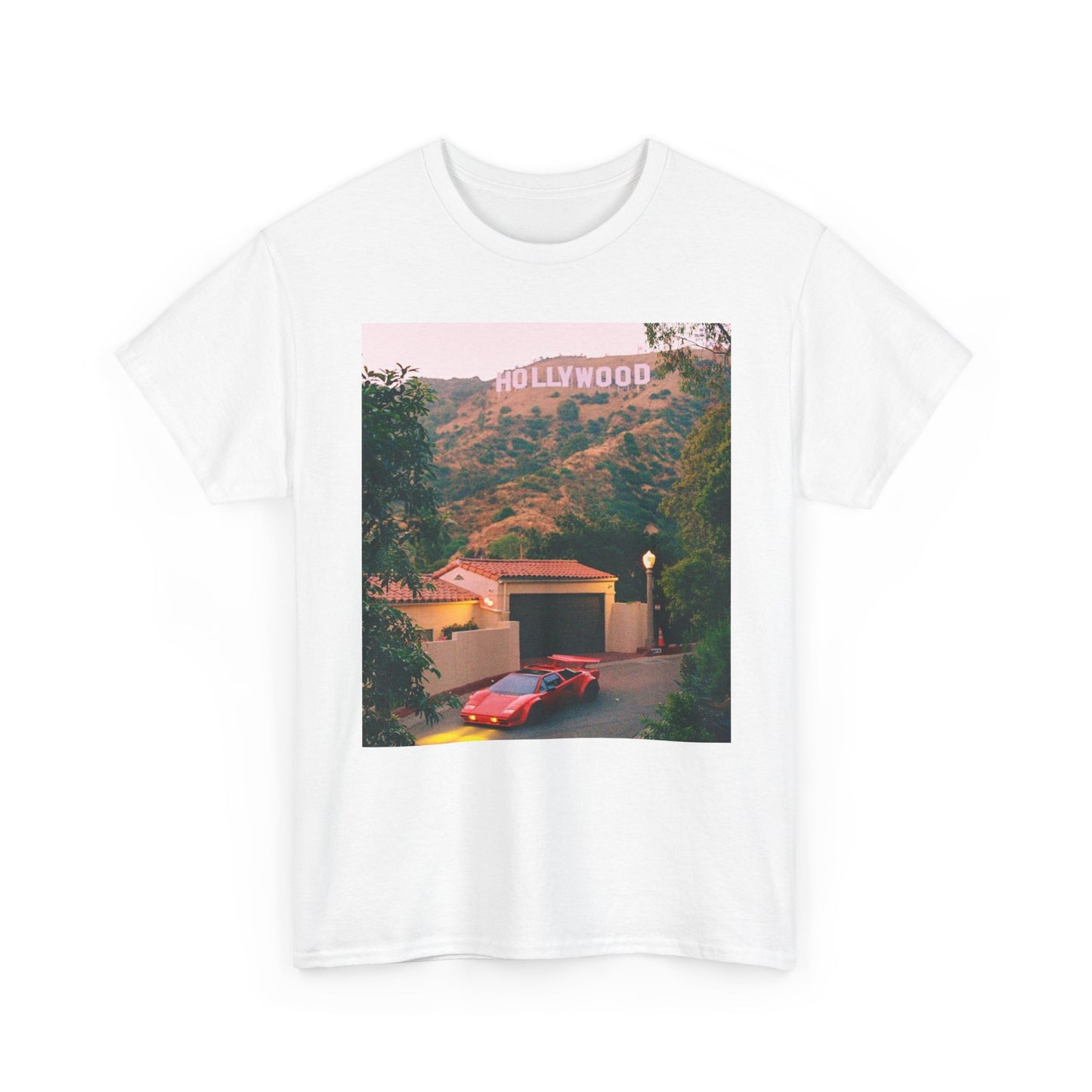 Lamborghini California vintage retro photo Hollywood hills Heavy Cotton Tee
