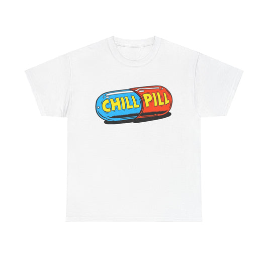 Chill Pill Graphic T Shirt Funny Retro Unisex Heavy Cotton Tee