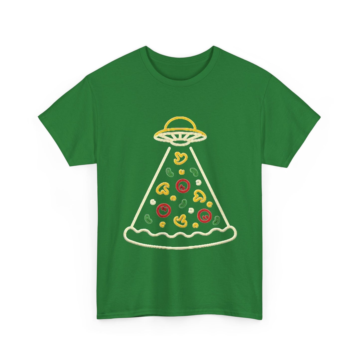 Space Pizza Shirt Funny Aliens One Bite Pizza Graphic Unisex Heavy Cotton Tee
