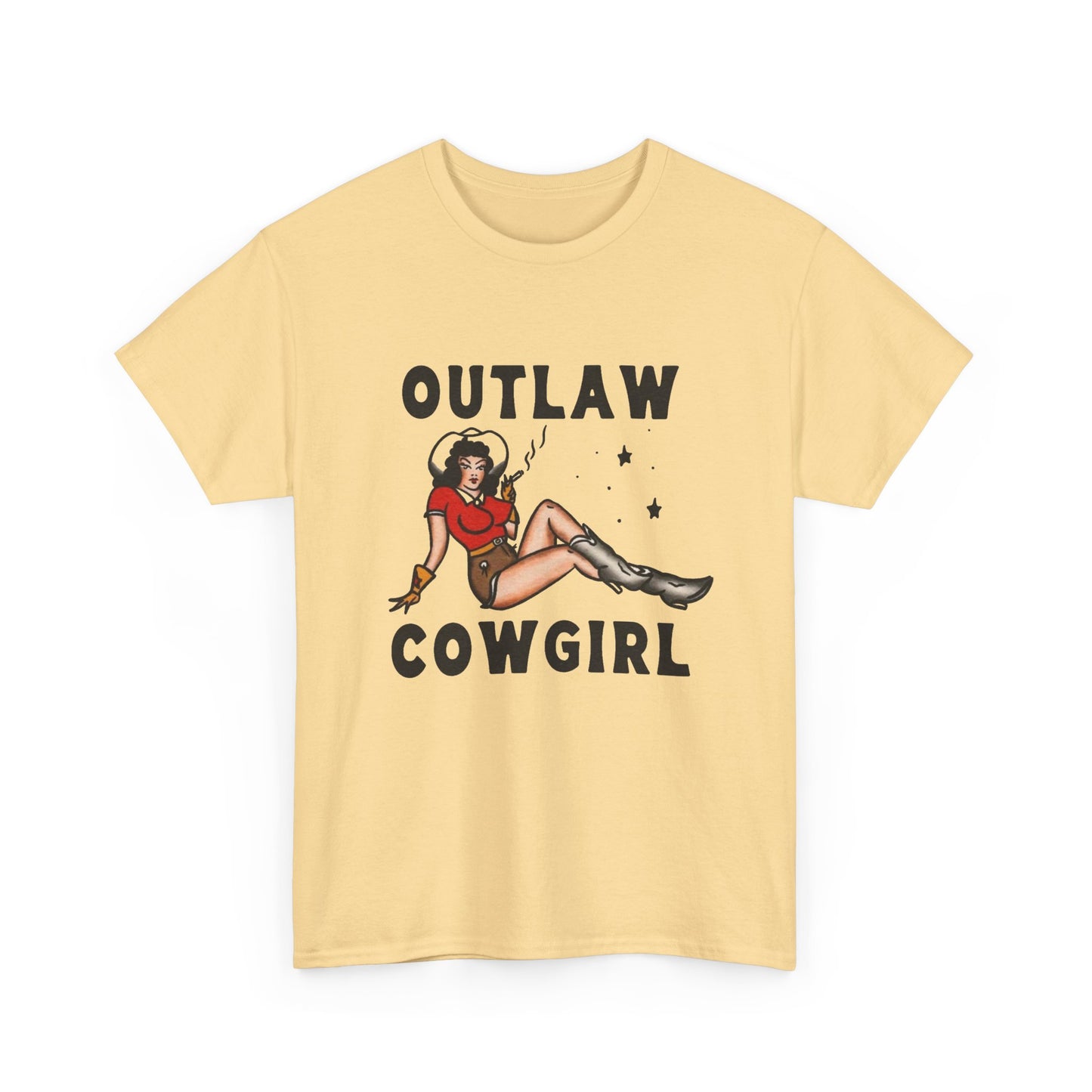 Outlaw Cowgirl Vintage Graphic T Shirt Unisex Heavy Cotton Tee GIFT NEW