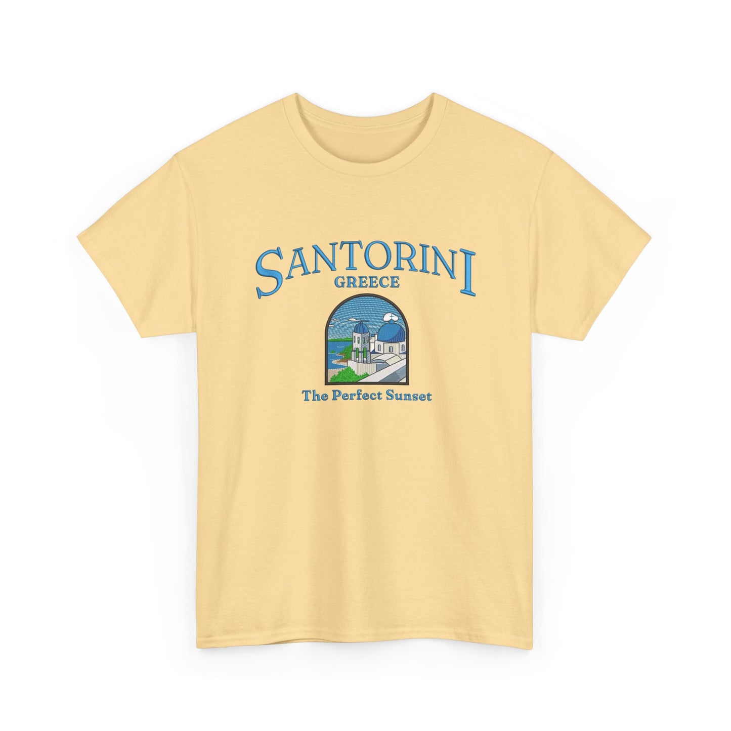 Santorini Greece Graphic T Shirt NEW Unisex Heavy Cotton Tee