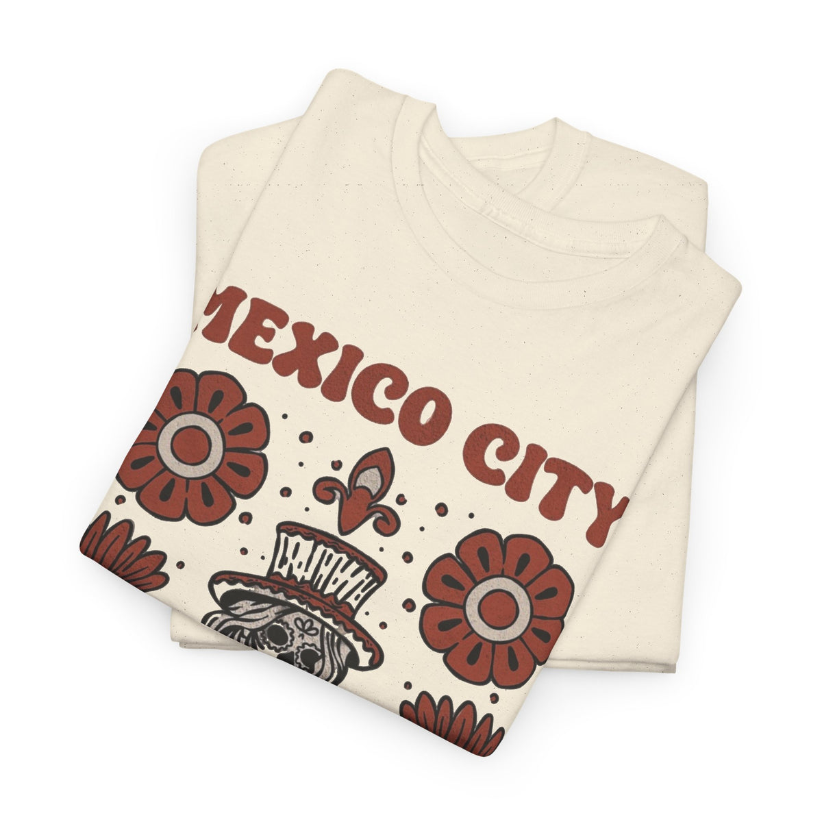 Mexico City Skull and Flowers T-Shirt, Laugh Your Soul Graphic Men's Graphic Tee