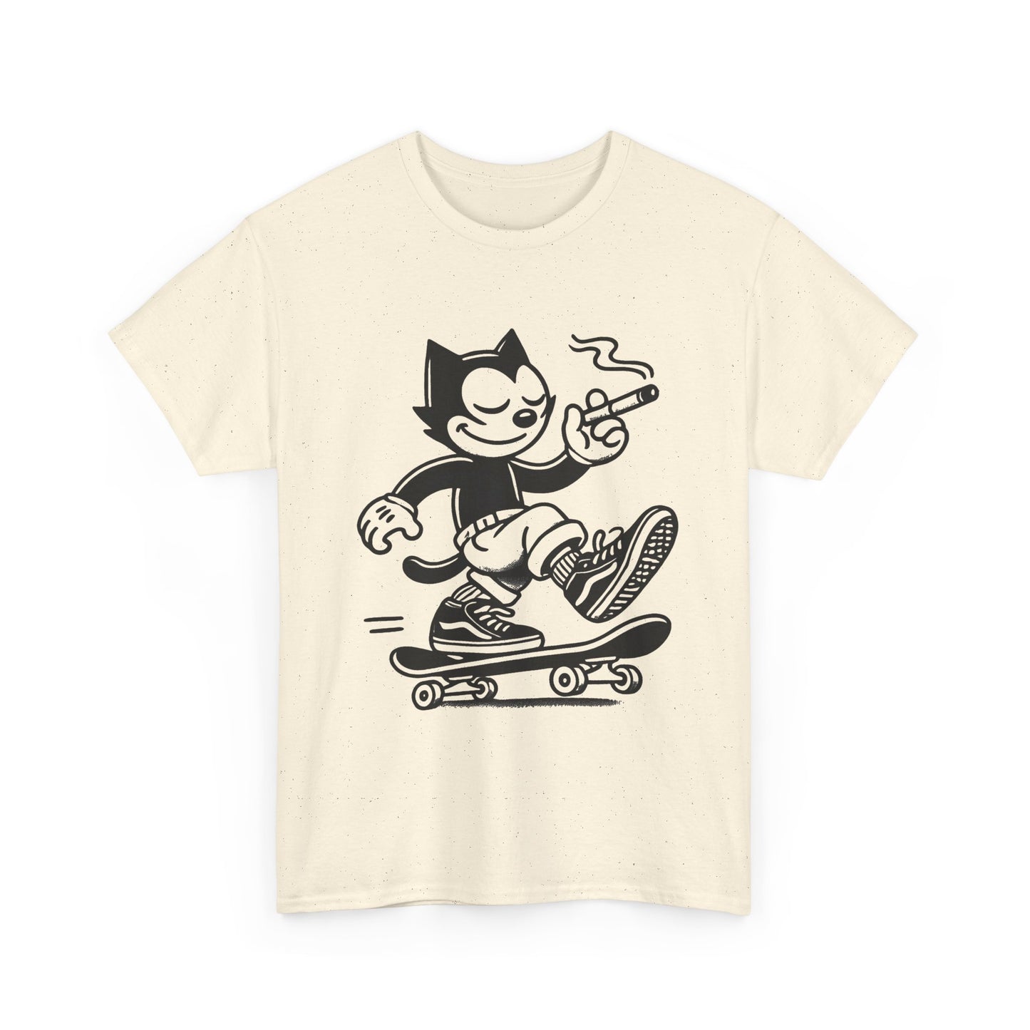 Cat Skateboarding Retro Graphic T Shirt NEW Vintage Unisex Heavy Cotton Tee