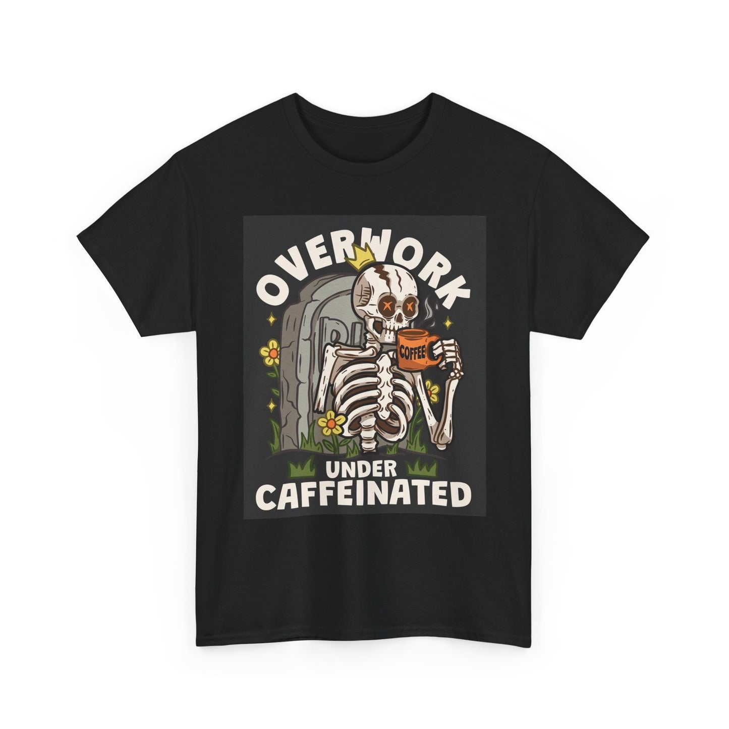 Under Caffeinated Graphic T Shirt Vintage Funny Retro Unisex Heavy Cotton Tee