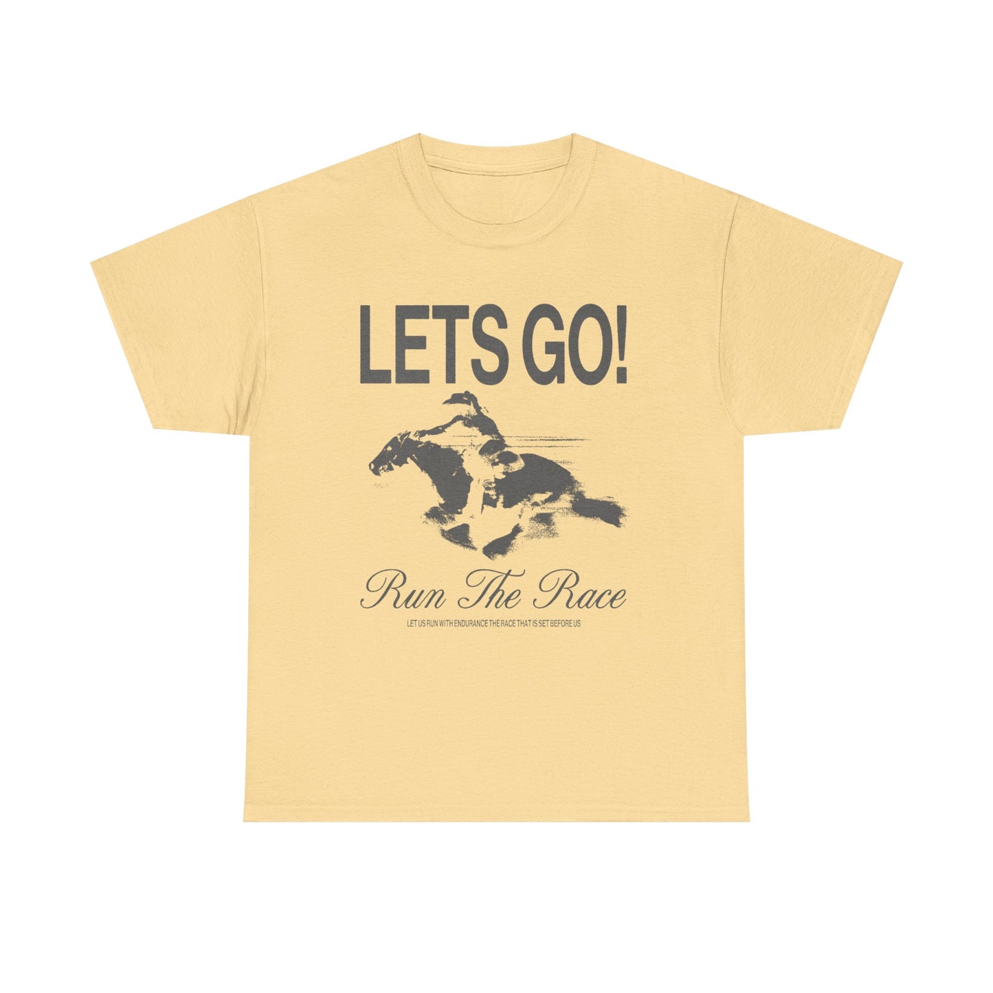 Lets Go Run The Race Graphic T Shirt ADULT NEW