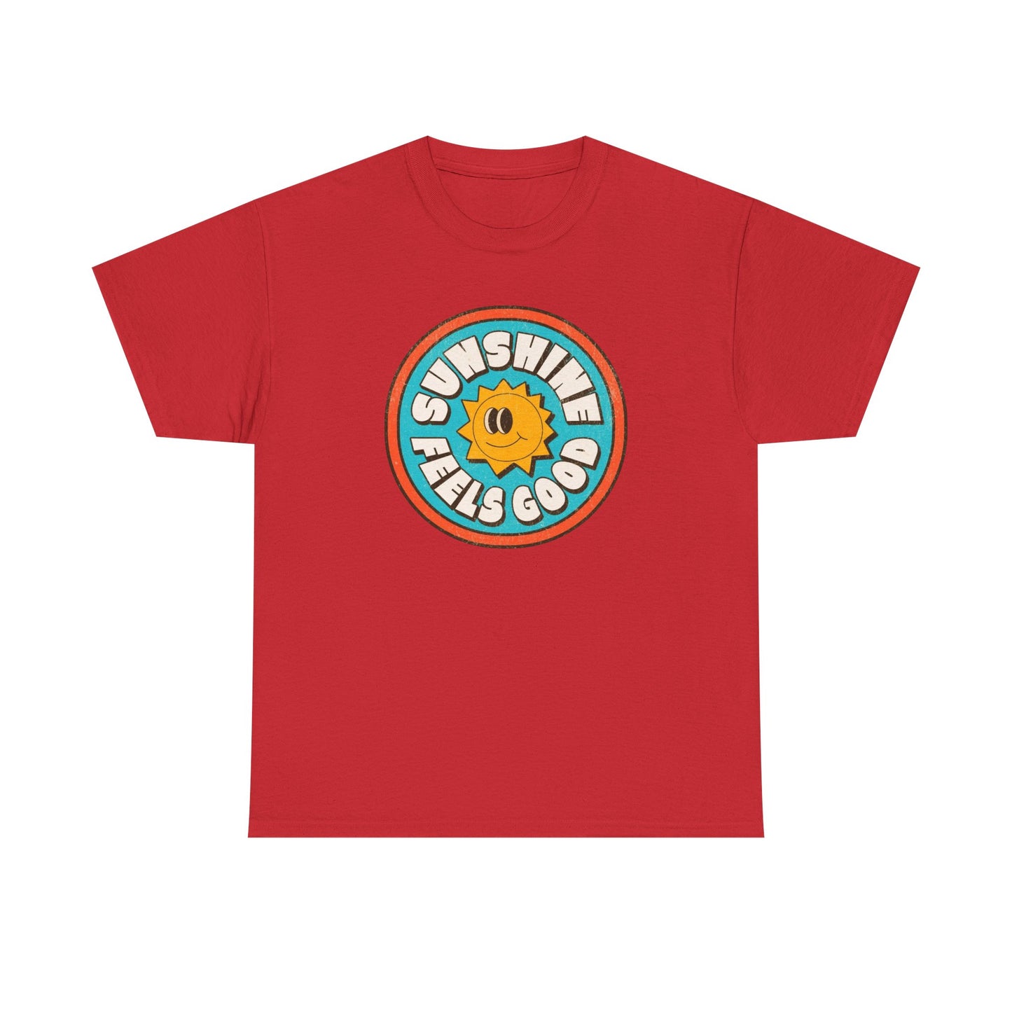 Sunshine Feels Good Graphic T Shirt Happy Smiles Unisex Heavy Cotton Tee