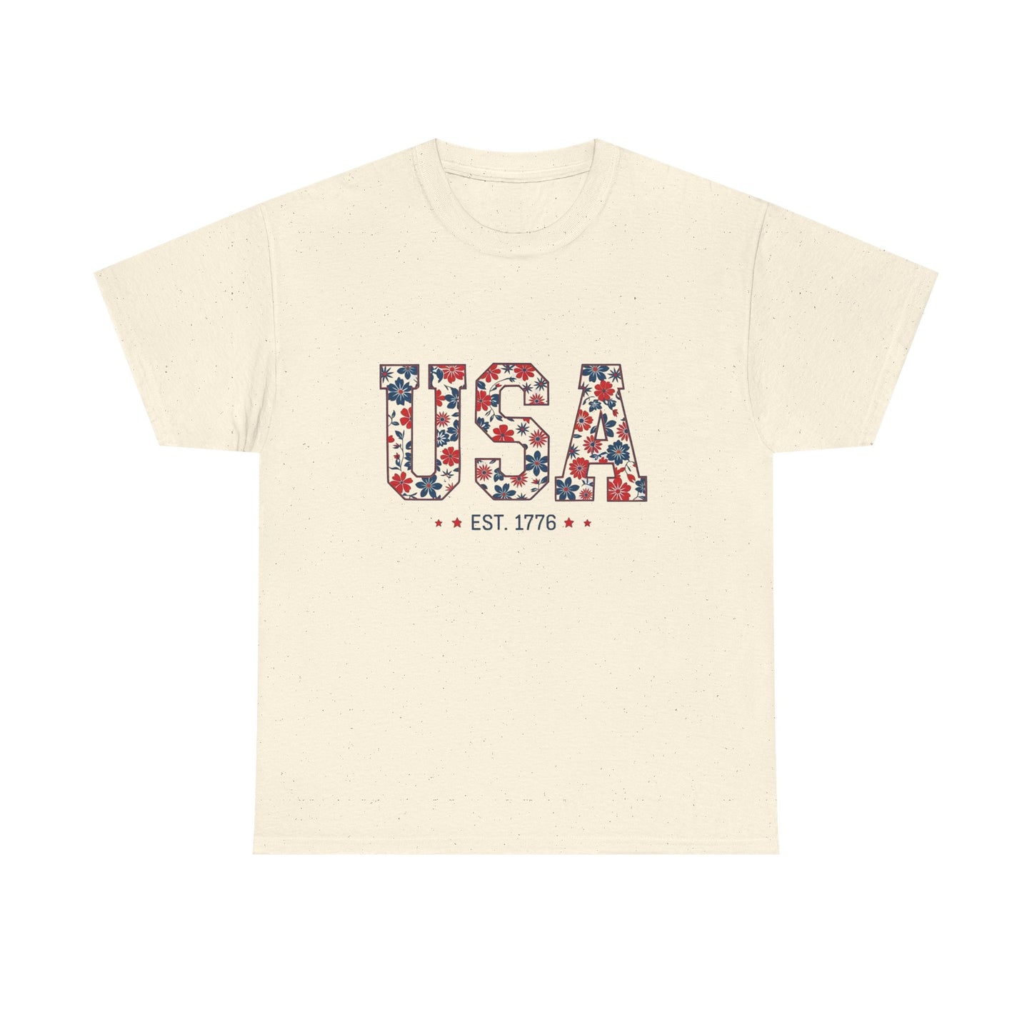 USA Flowers 1776 Graphic T Shirt Heavy Cotton Tee NEW ADULT UNISEX