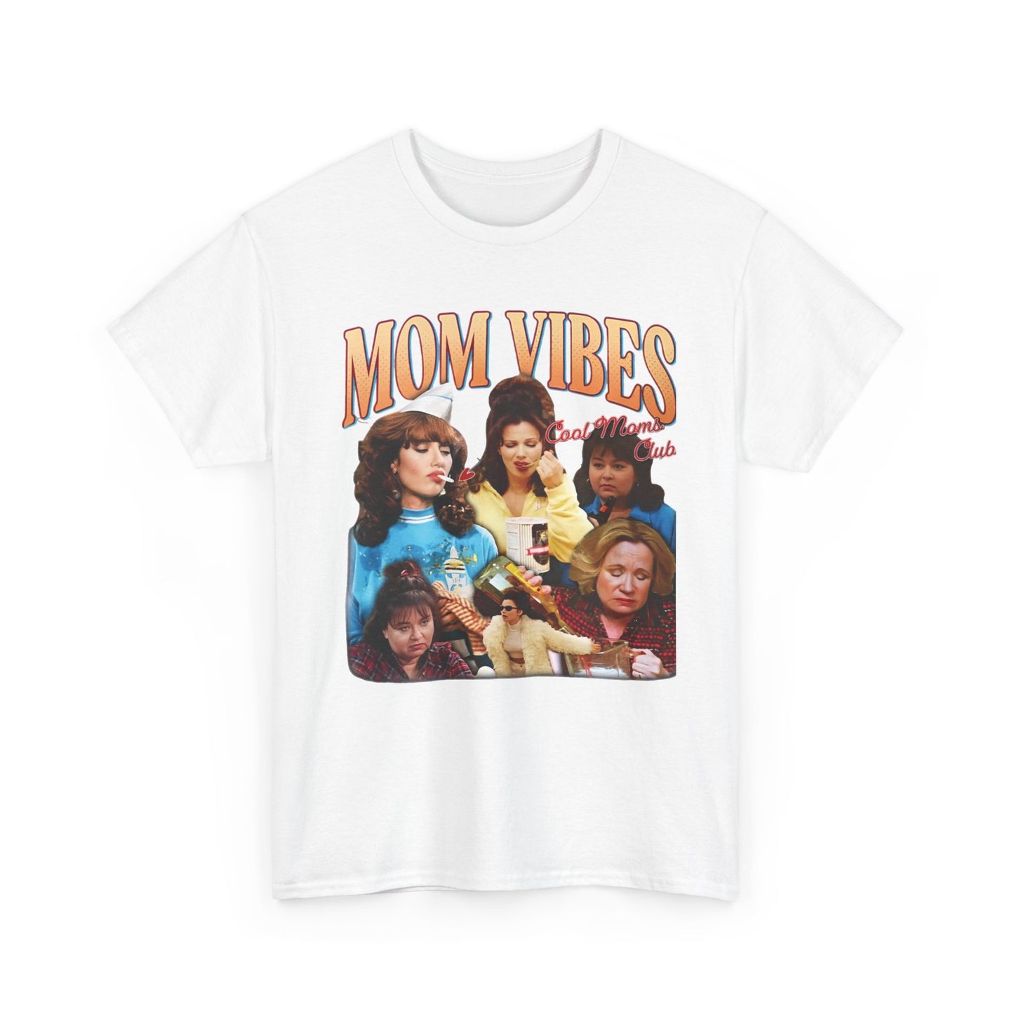 Mom Vibes Retro Graphic T Shirt Vintage Womens Funny 90s Cotton Tee