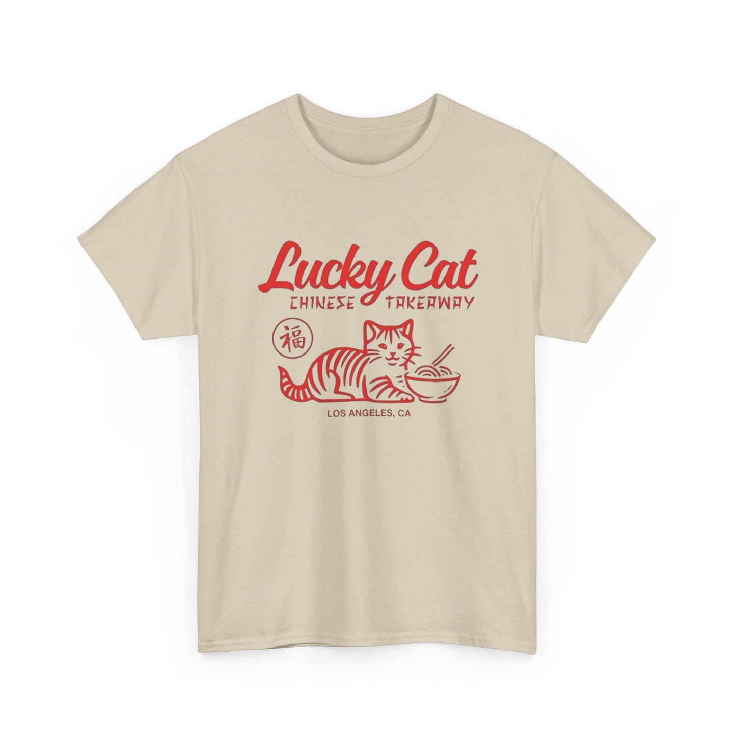 Lucky Cat Chinese Takeaway Graphic T Shirt NEW ADULT TEE Cotton