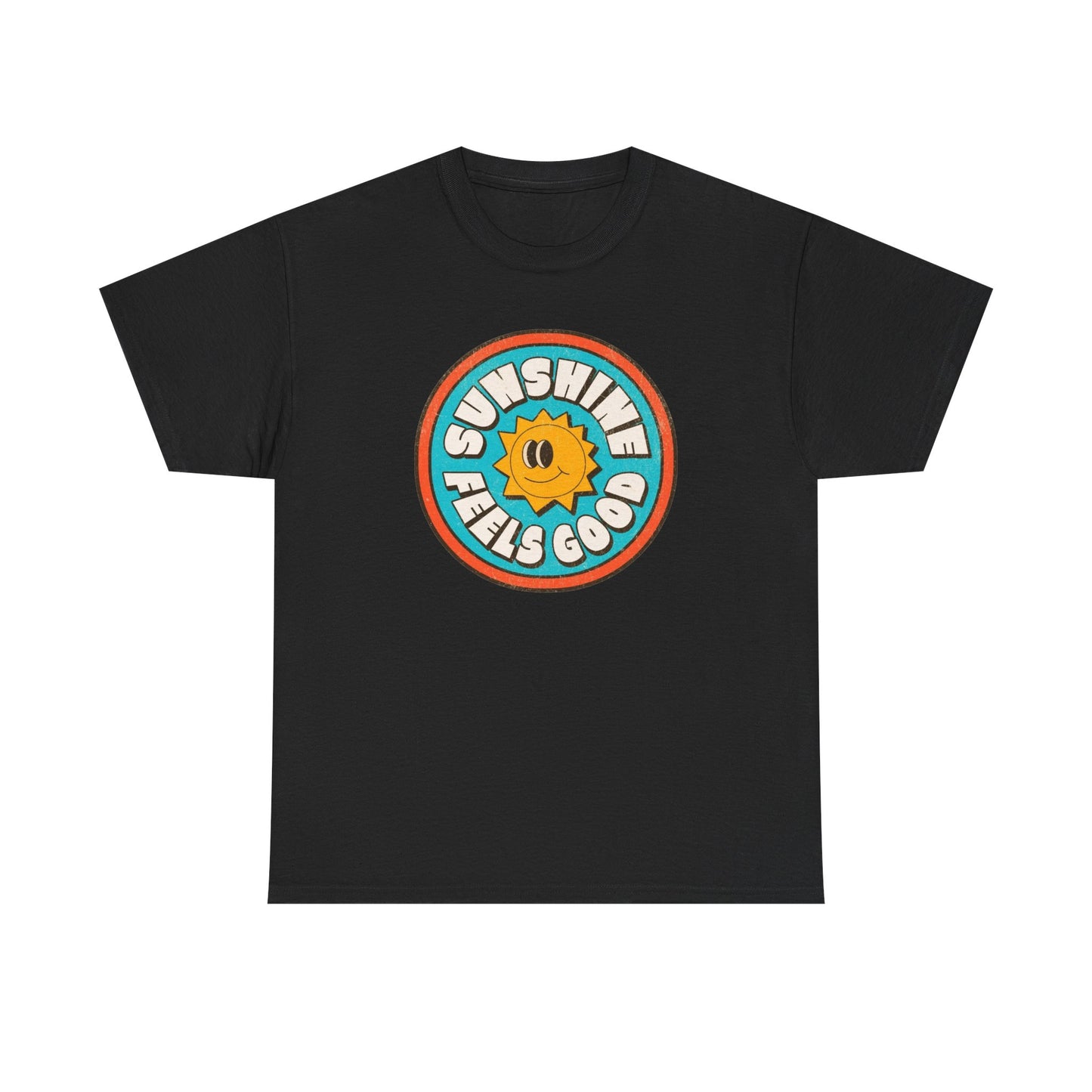 Sunshine Feels Good Graphic T Shirt Happy Smiles Unisex Heavy Cotton Tee