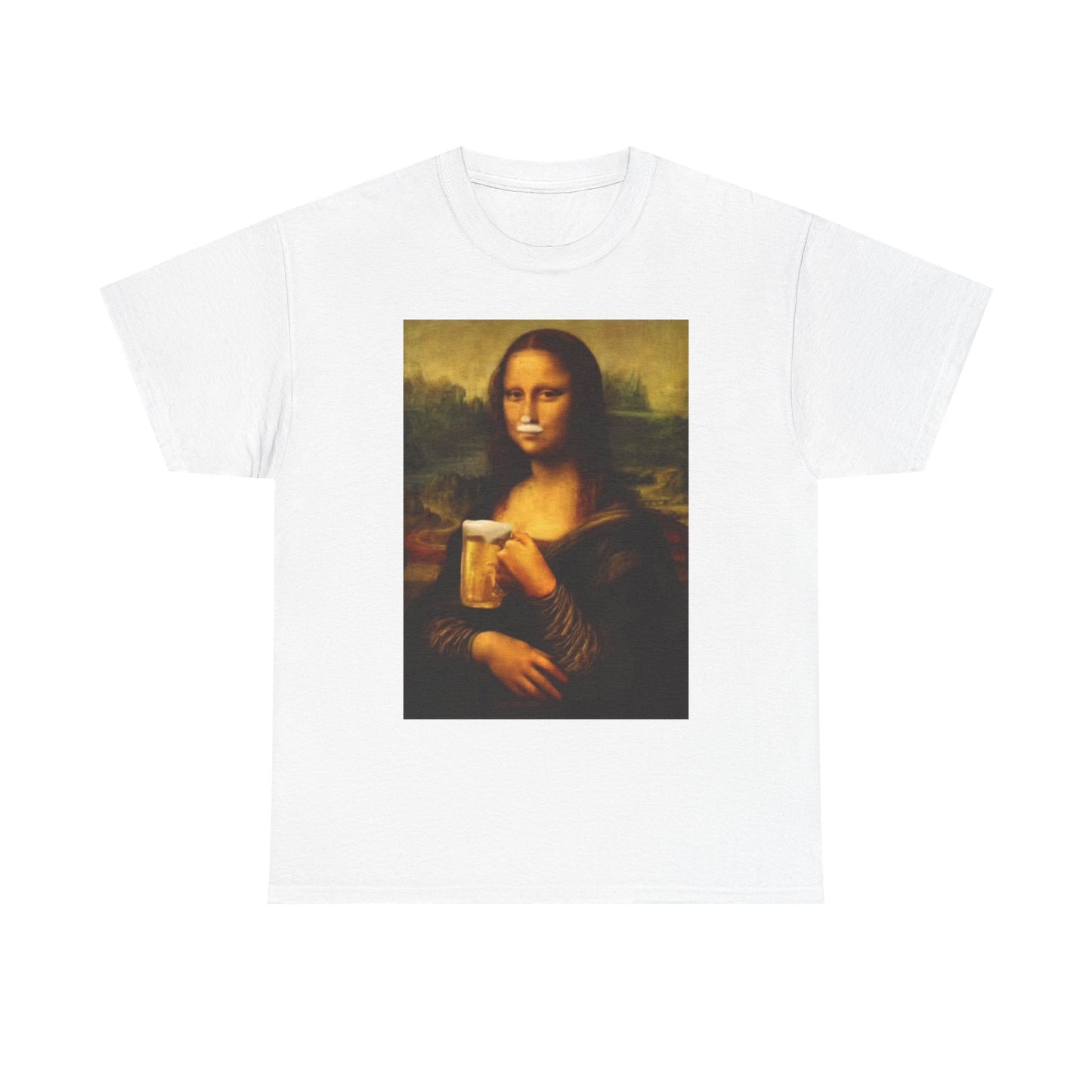 Mona Lisa Funny Beer Graphic T Shirt Jokes Retro Unisex Heavy Cotton Tee