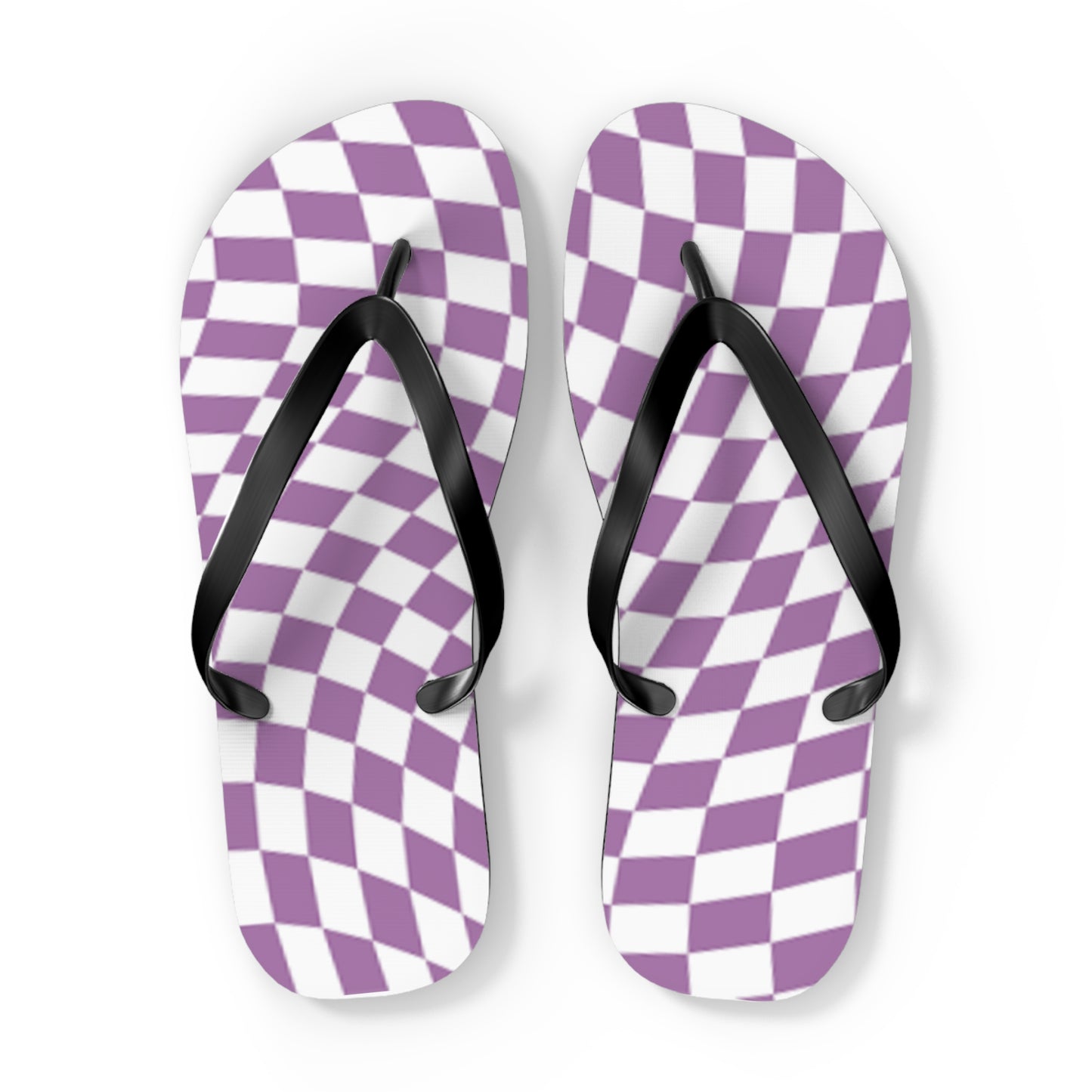 Wavy Checkered Purple Sandals, Beach Shoes, Vacation Flip Flops, Pool Slides