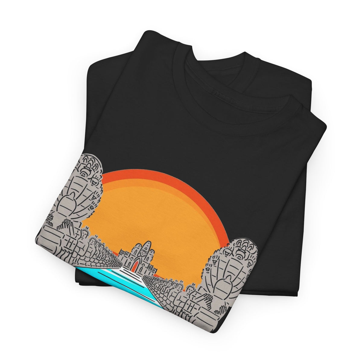 Cambodia Angkor Wat Sunset T-Shirt Men's Graphic Tee Retro