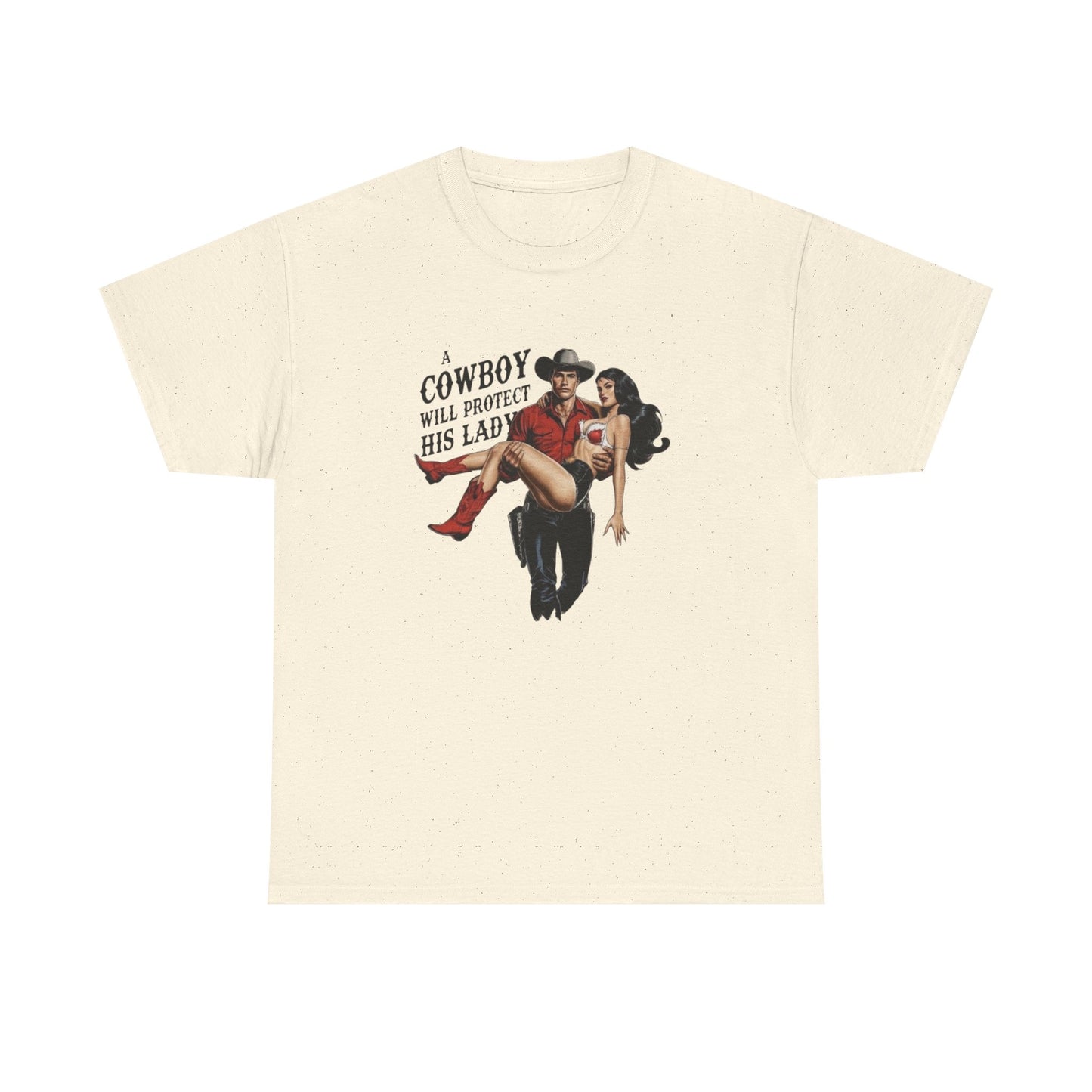 A Cowboy Will Save This Lady Graphic T-Shirt Women's Heavy Comfy Cotton Tee