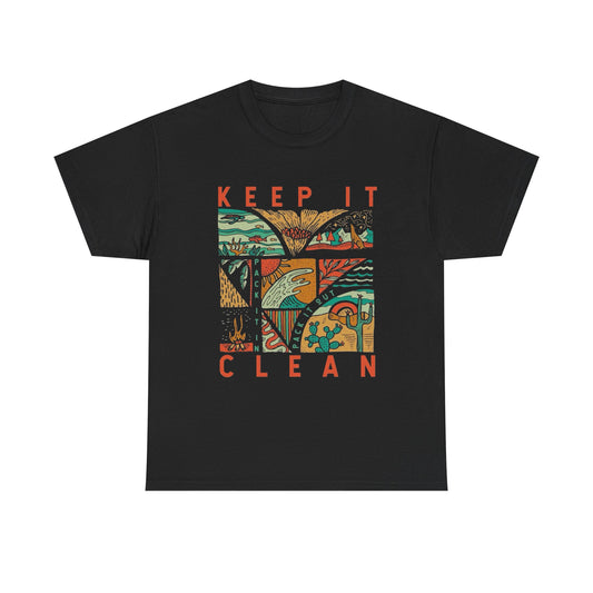 Keep It Clean Forest Outdoors Camping Graphic T Shirt Unisex Heavy Cotton Tee