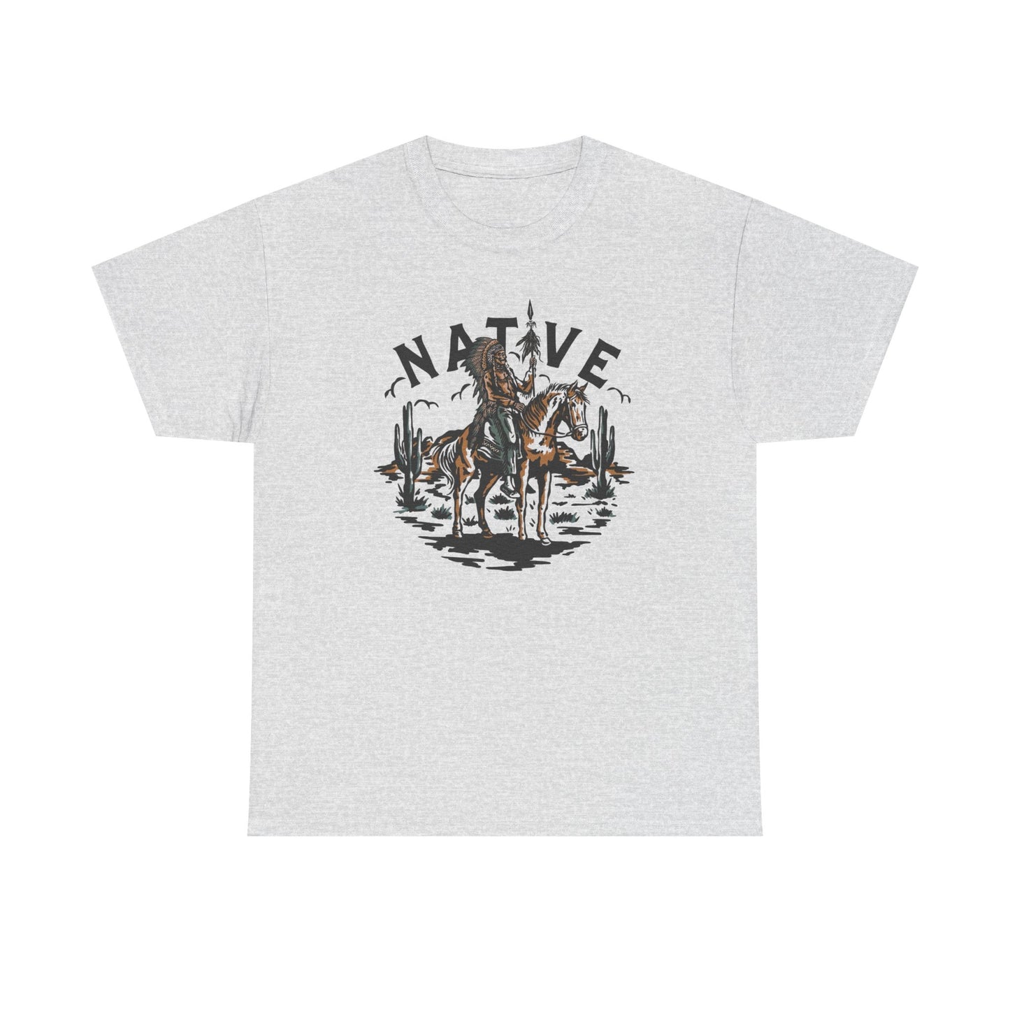 Native American Horse Vintage Graphic T Shirt Unisex Heavy Cotton Tee New Gift